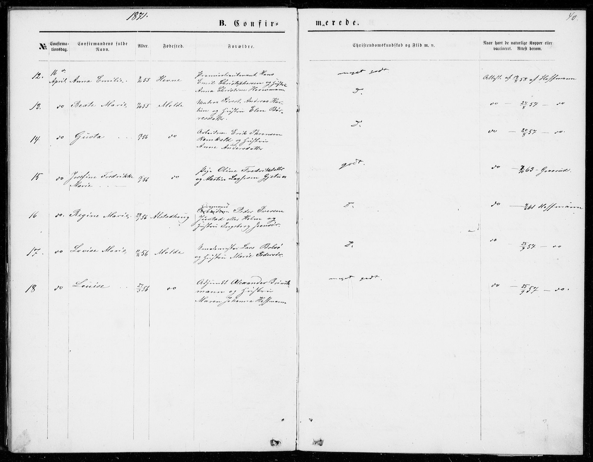 Ministerialprotokoller, klokkerbøker og fødselsregistre - Møre og Romsdal, AV/SAT-A-1454/558/L0690: Parish register (official) no. 558A04, 1864-1872, p. 40