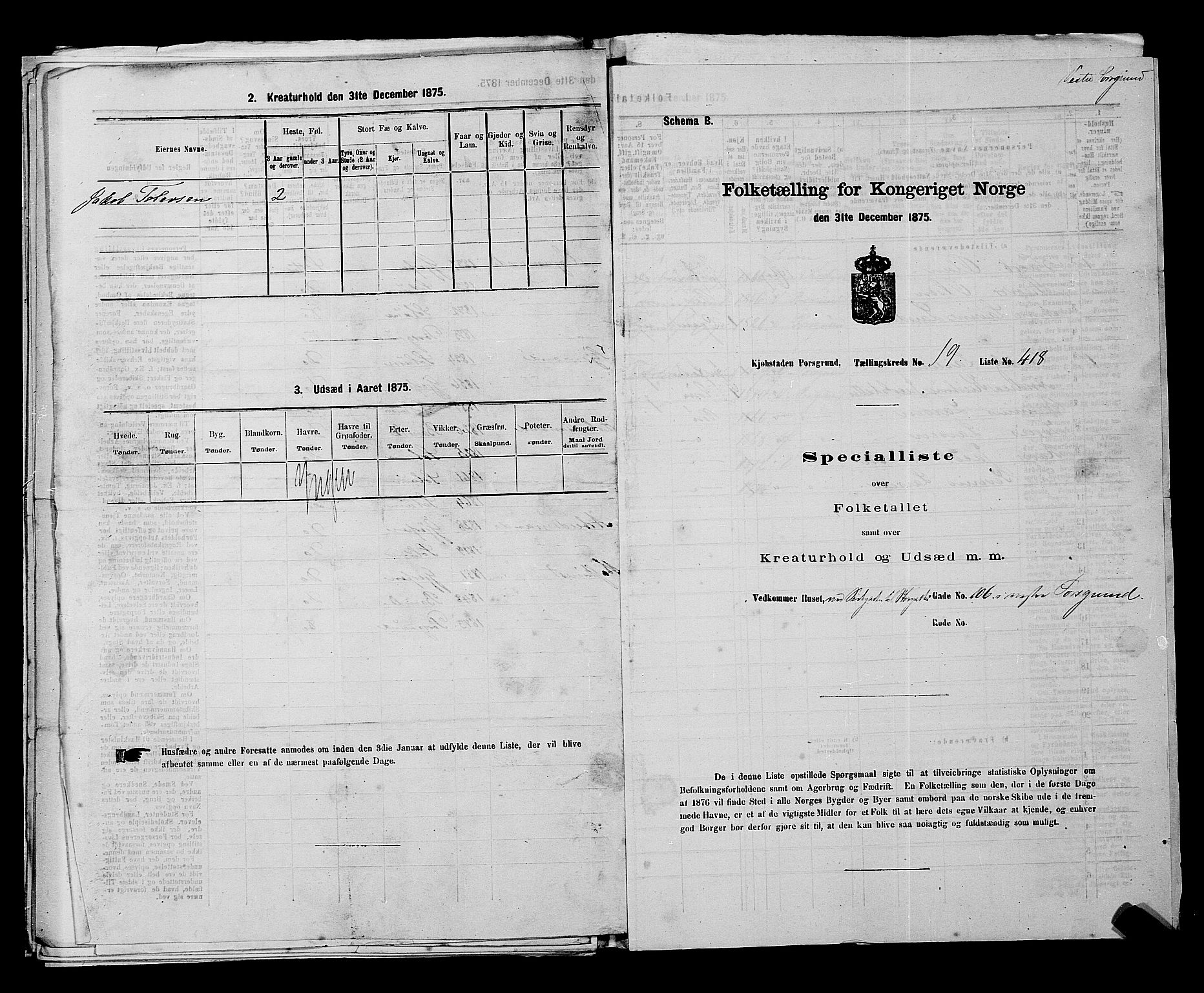 SAKO, 1875 census for 0805P Porsgrunn, 1875, p. 938