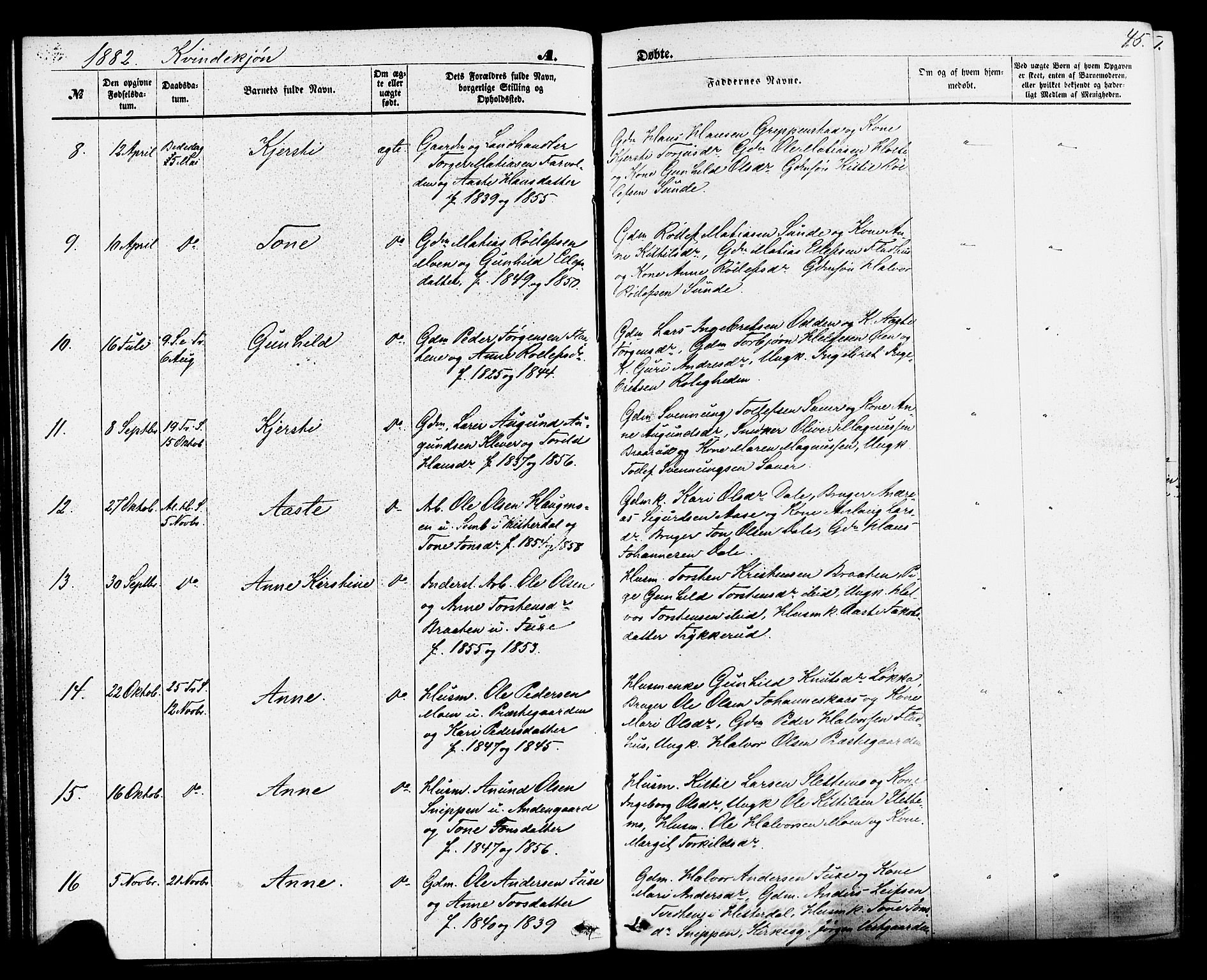 Sauherad kirkebøker, AV/SAKO-A-298/F/Fa/L0008: Parish register (official) no. I 8, 1873-1886, p. 45