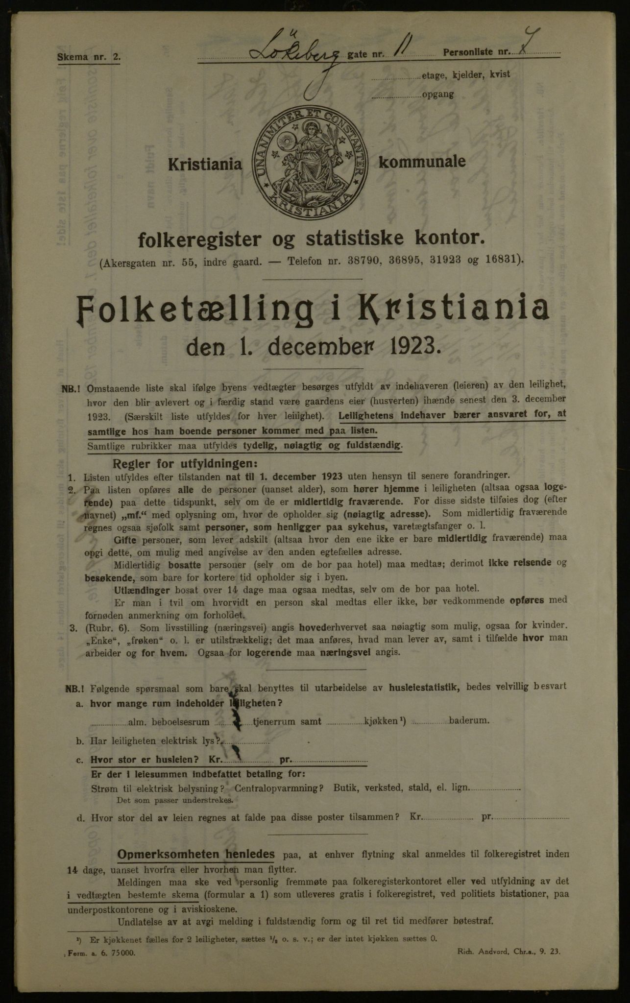 OBA, Municipal Census 1923 for Kristiania, 1923, p. 65203