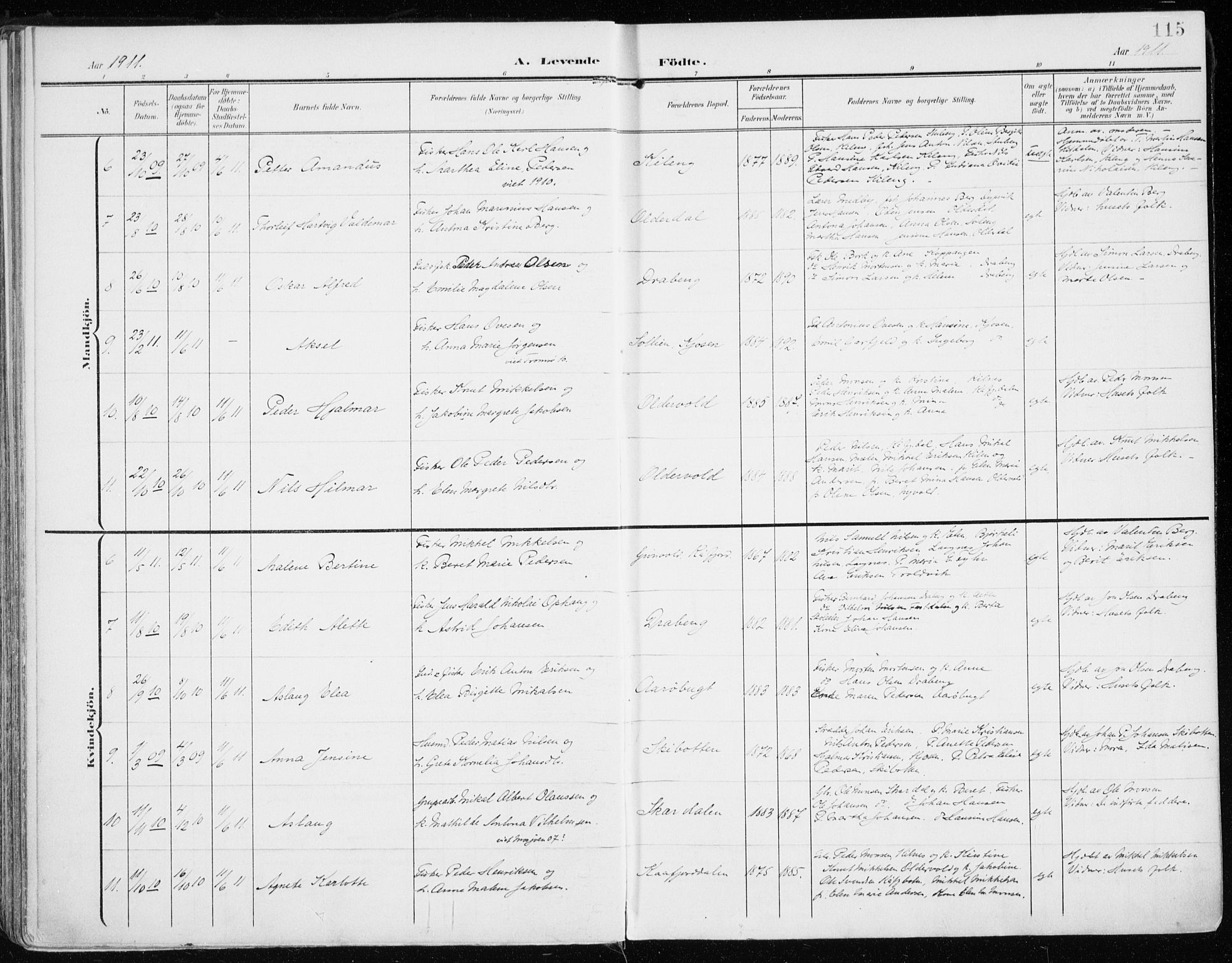 Lyngen sokneprestembete, AV/SATØ-S-1289/H/He/Hea/L0011kirke: Parish register (official) no. 11, 1903-1913, p. 115