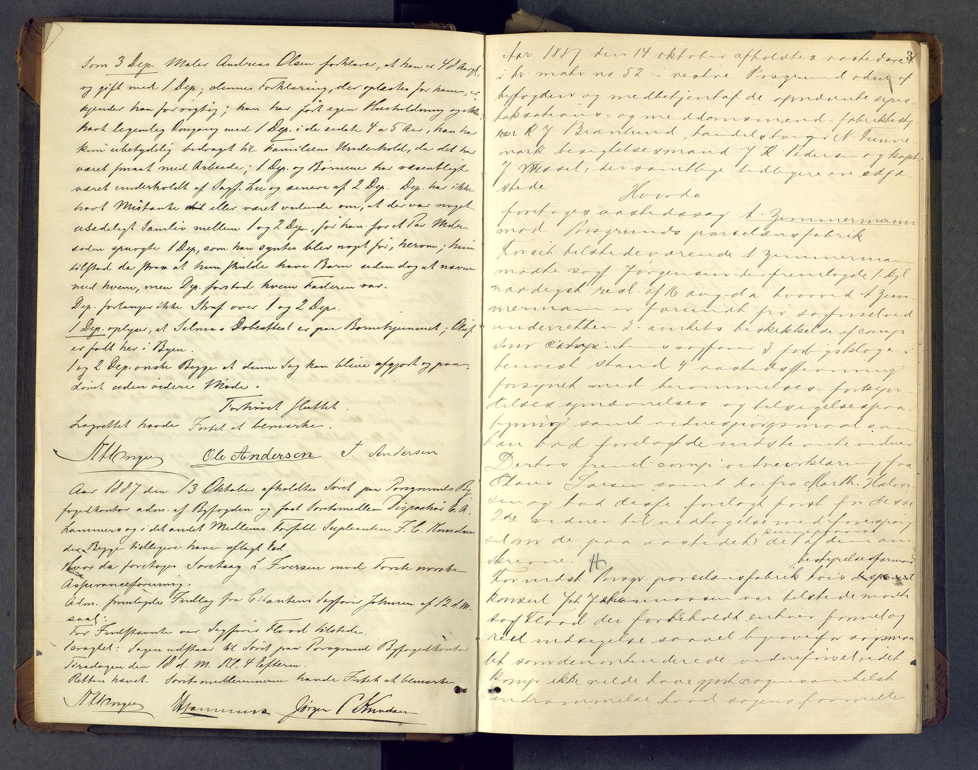 Porsgrunn byfogd, AV/SAKO-A-106/F/Fc/L0013: Ekstrarettsprotokoll - N, 1887-1893, p. 3