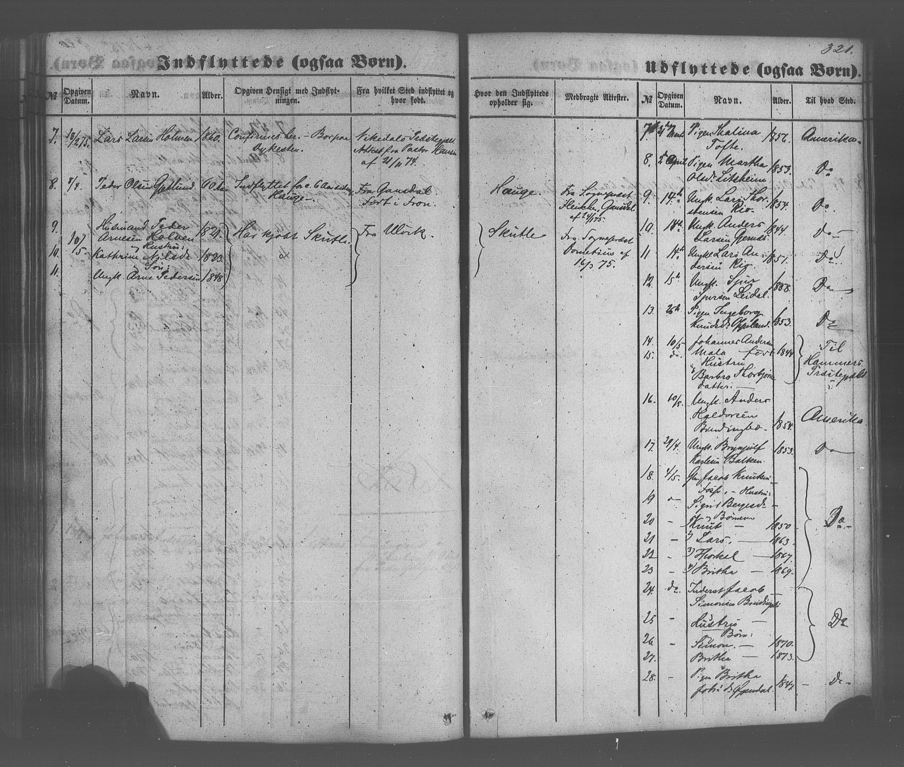 Voss sokneprestembete, SAB/A-79001/H/Haa: Parish register (official) no. A 20, 1855-1886, p. 321