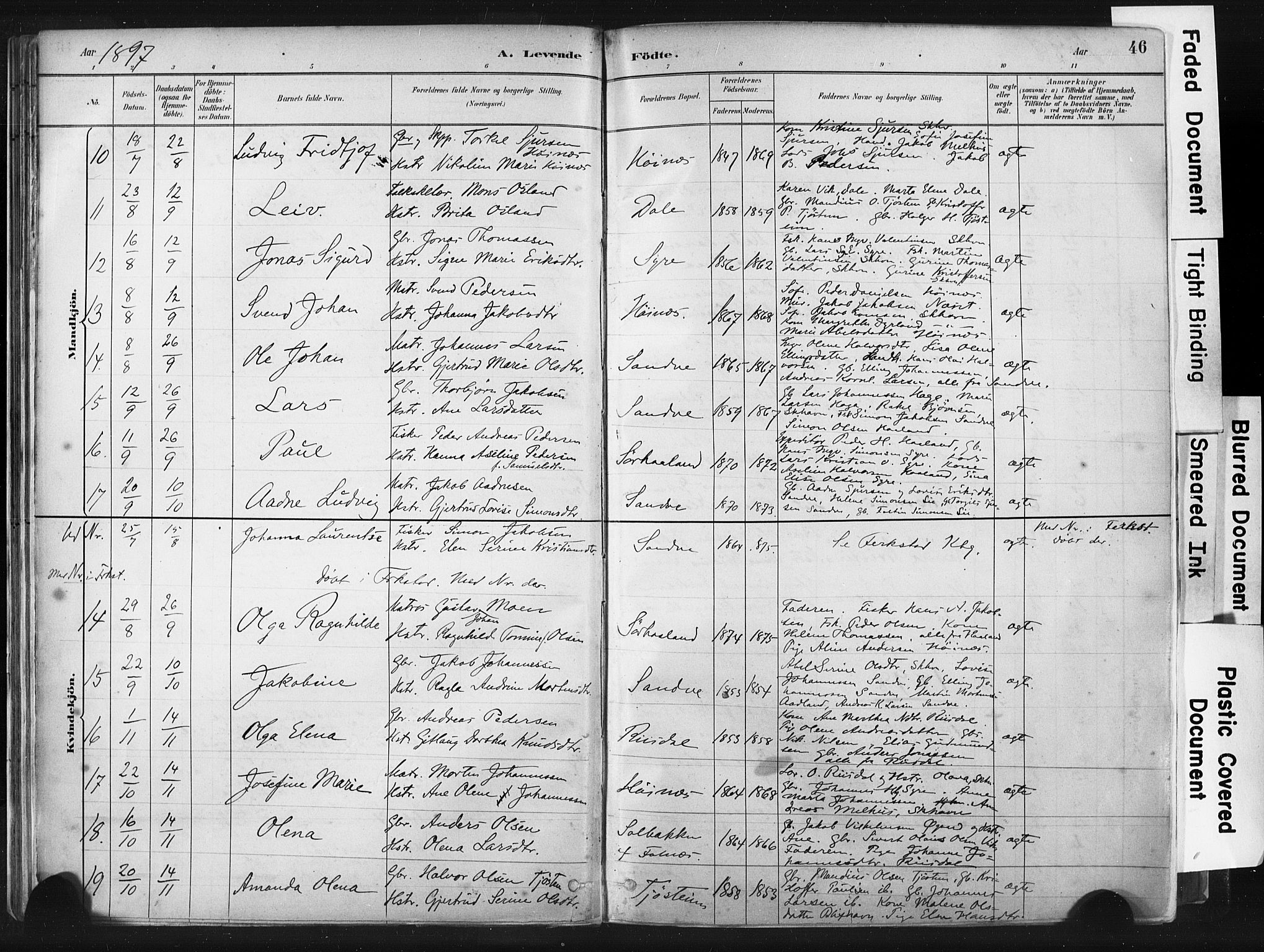 Skudenes sokneprestkontor, AV/SAST-A -101849/H/Ha/Haa/L0009: Parish register (official) no. A 6, 1882-1912, p. 46