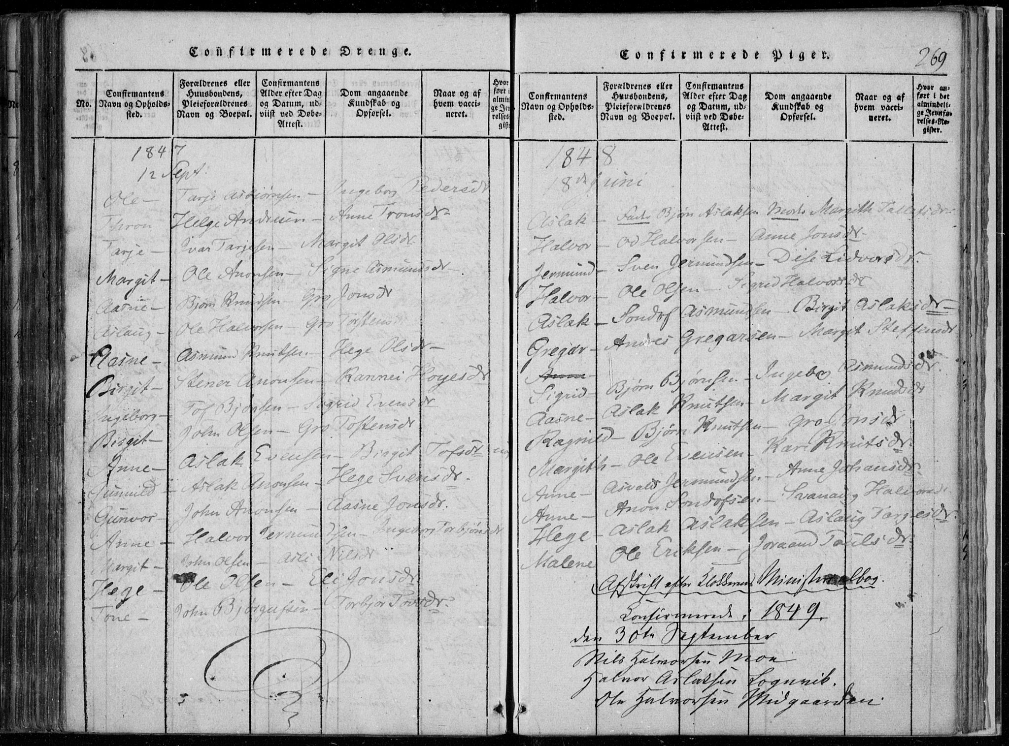 Rauland kirkebøker, AV/SAKO-A-292/F/Fa/L0001: Parish register (official) no. I 1, 1814-1859, p. 269