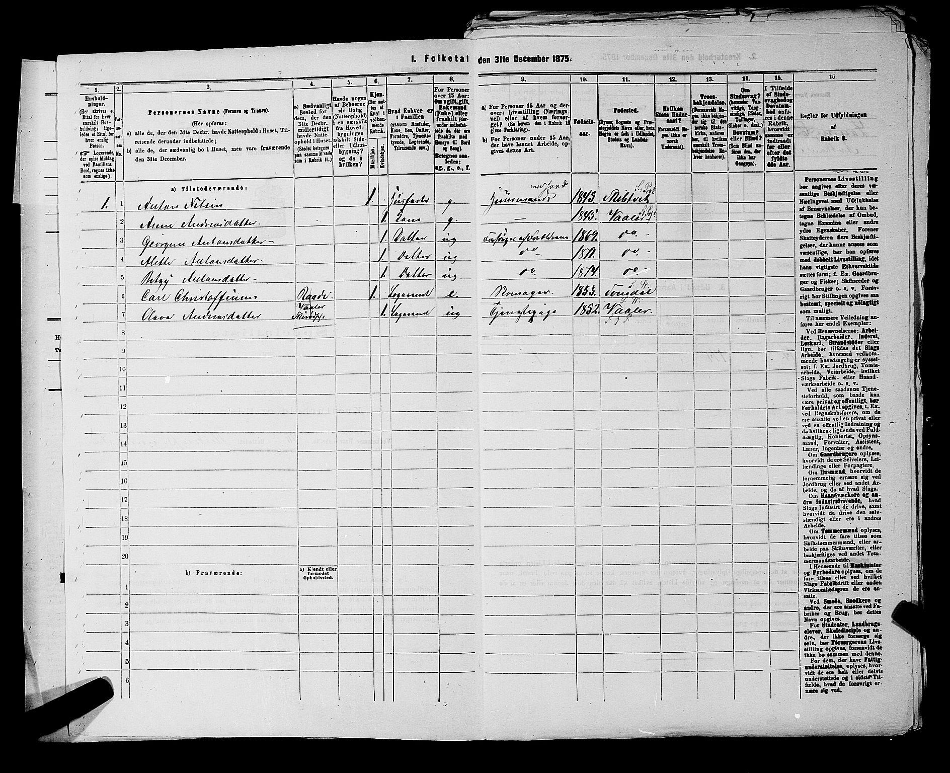 RA, 1875 census for 0137P Våler, 1875, p. 34