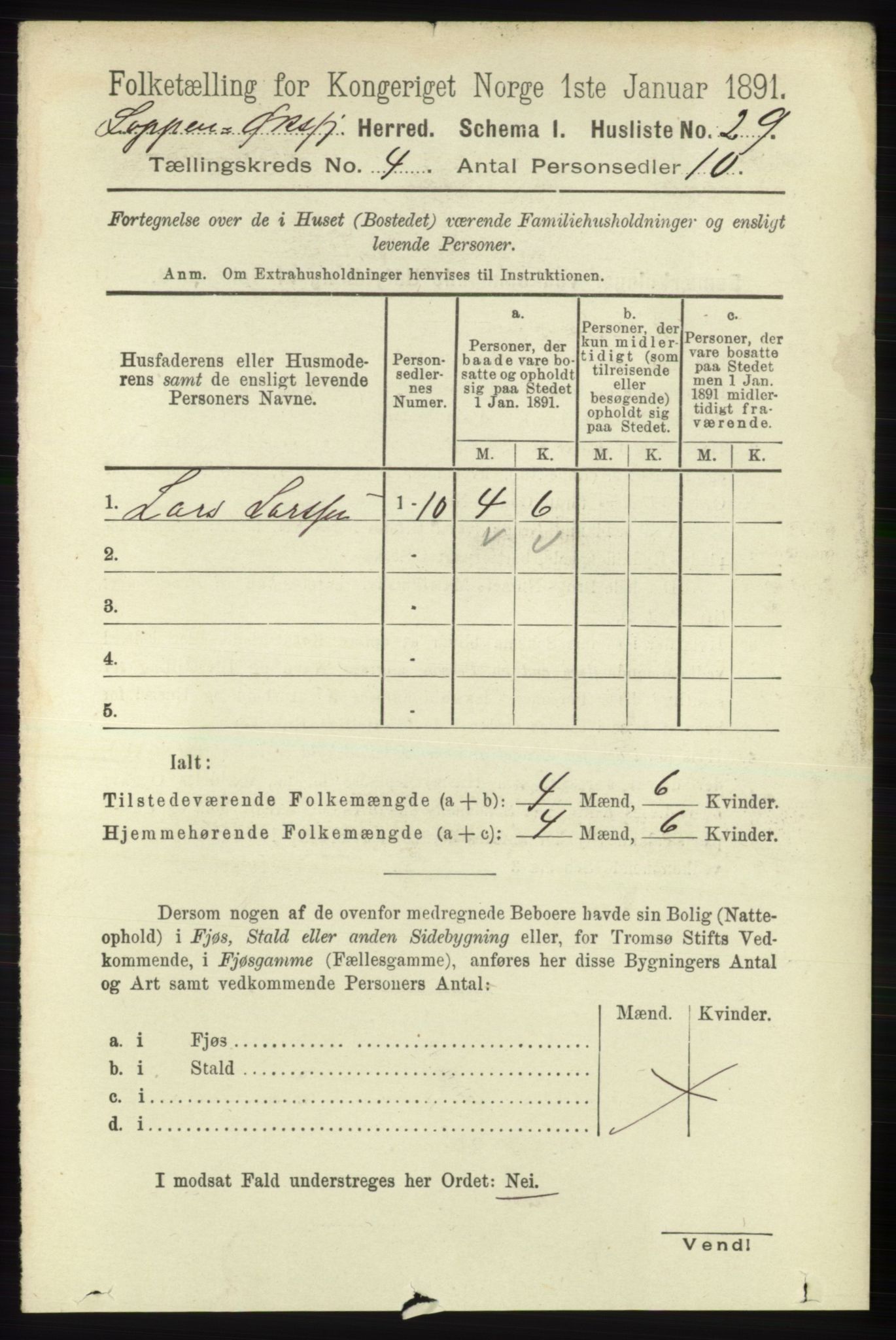 RA, 1891 census for 2014 Loppa, 1891, p. 845