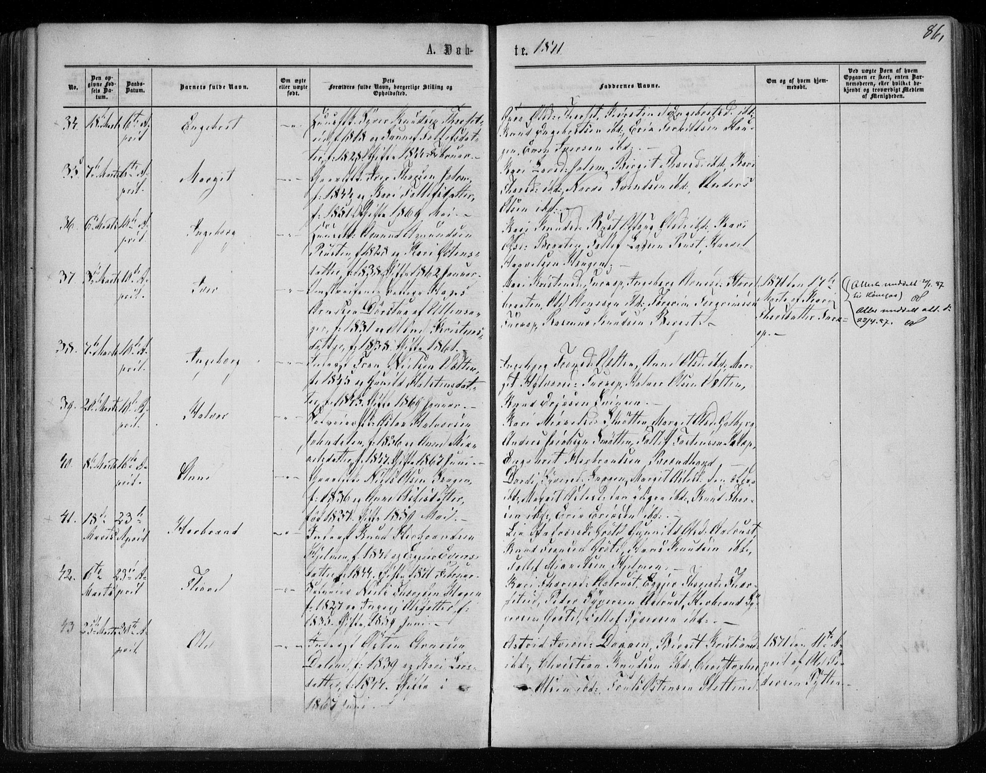 Gol kirkebøker, AV/SAKO-A-226/F/Fa/L0003: Parish register (official) no. I 3, 1863-1875, p. 86