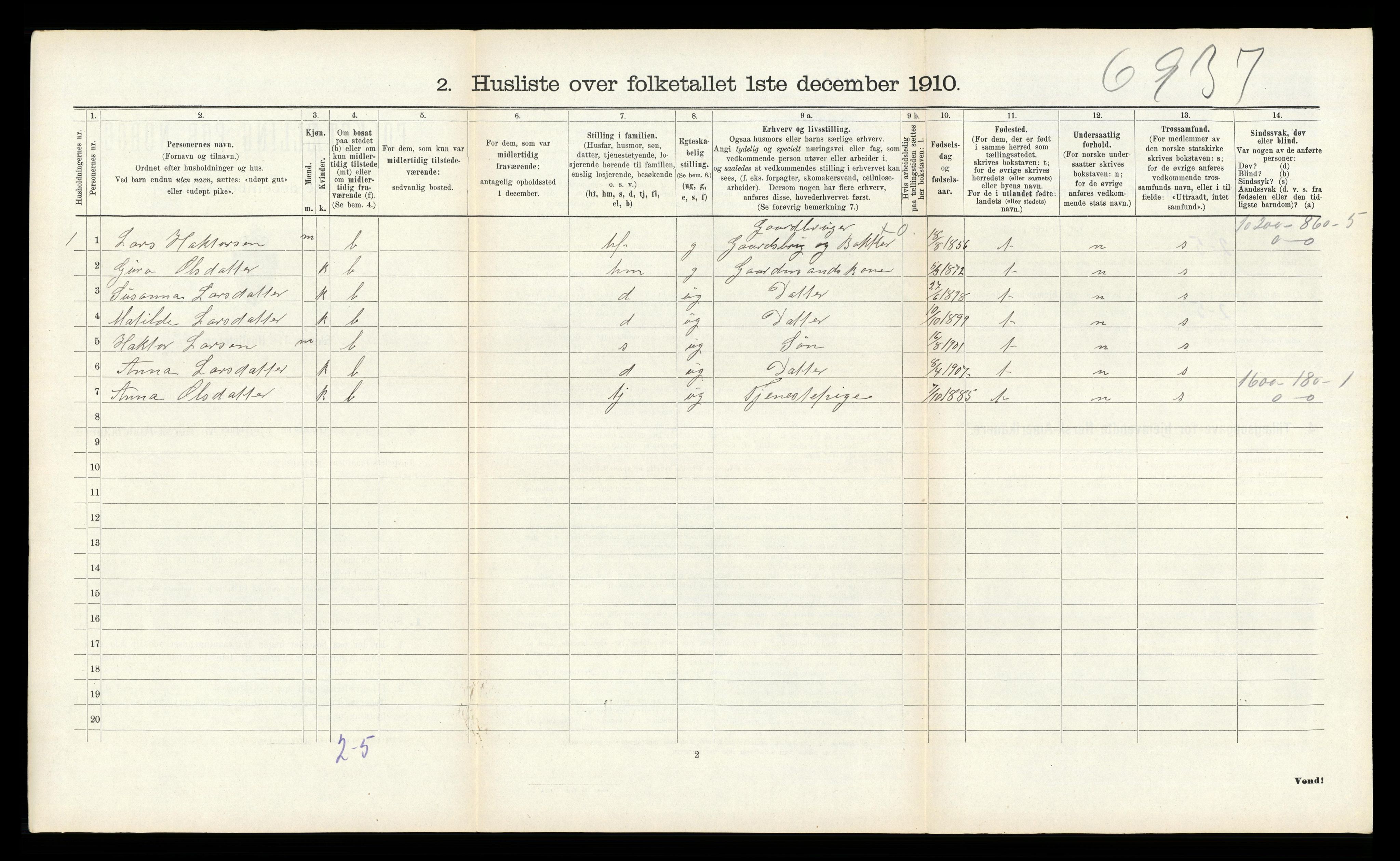 RA, 1910 census for Kvinnherad, 1910, p. 310