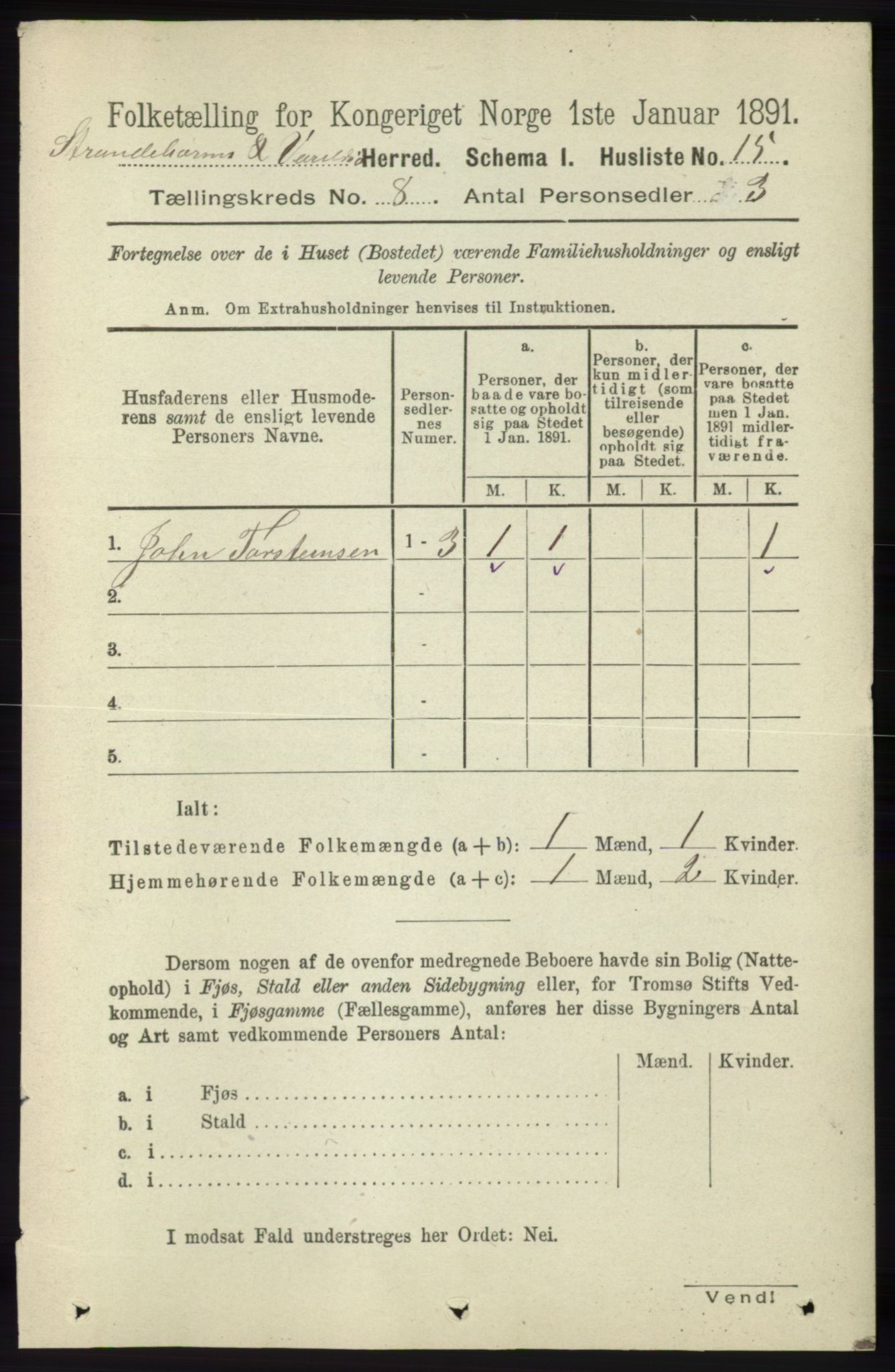 RA, 1891 census for 1226 Strandebarm og Varaldsøy, 1891, p. 2948