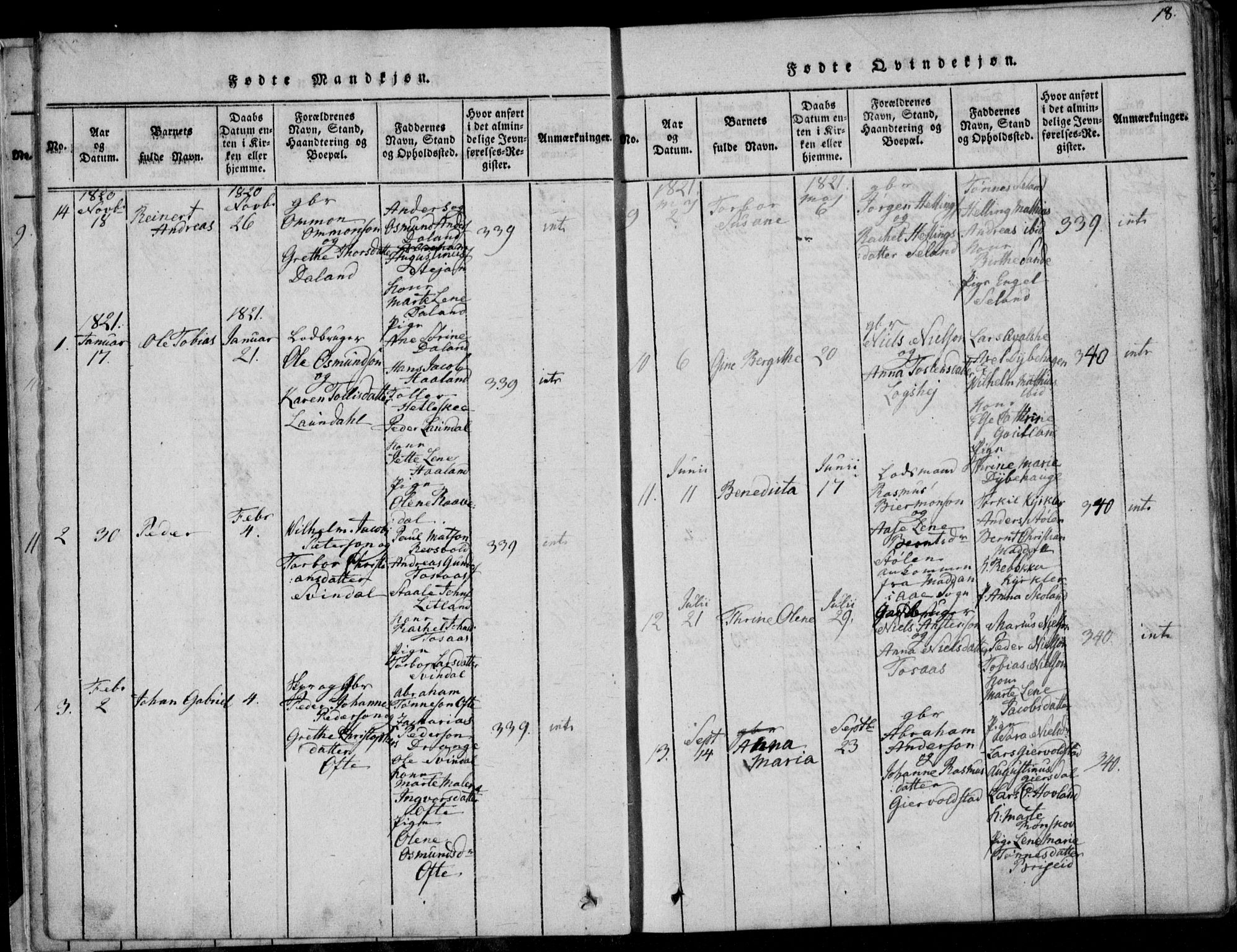 Herad sokneprestkontor, AV/SAK-1111-0018/F/Fa/Faa/L0003: Parish register (official) no. A 3, 1816-1844, p. 18