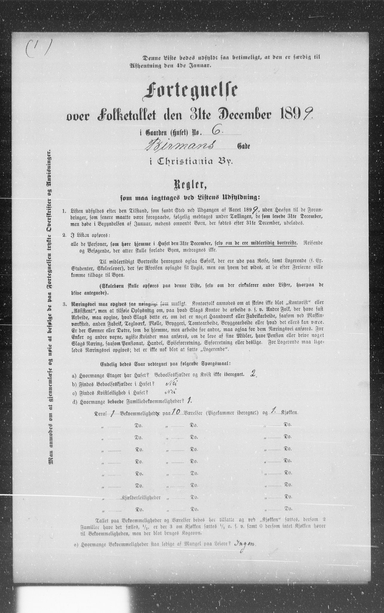 OBA, Municipal Census 1899 for Kristiania, 1899, p. 722