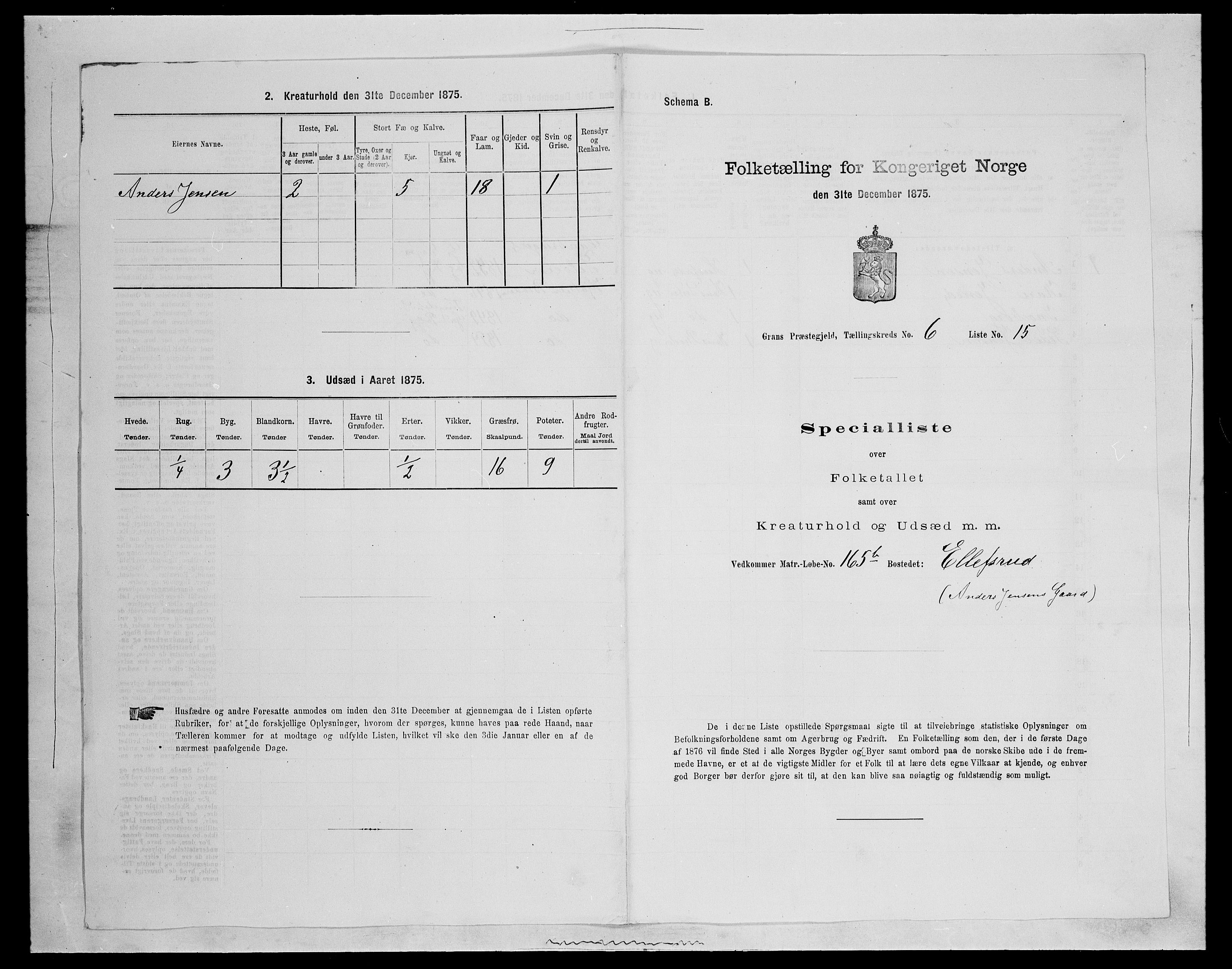 SAH, 1875 census for 0534P Gran, 1875, p. 1049