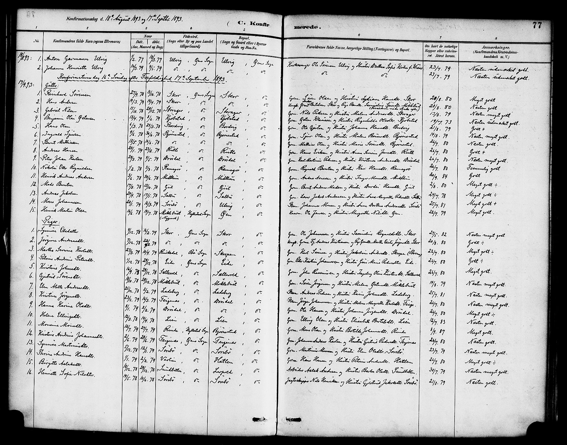 Hyllestad sokneprestembete, SAB/A-80401: Parish register (official) no. D 1, 1886-1905, p. 77