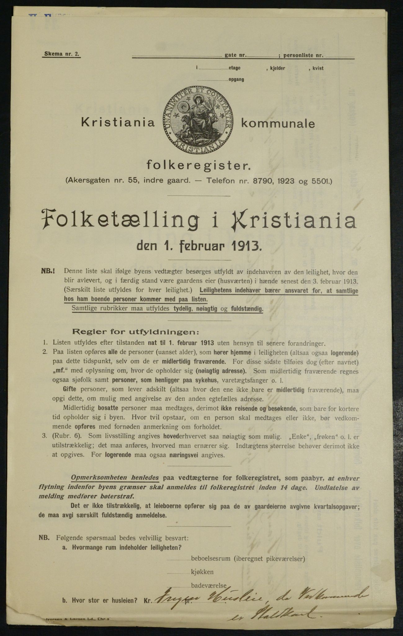 OBA, Municipal Census 1913 for Kristiania, 1913, p. 1409