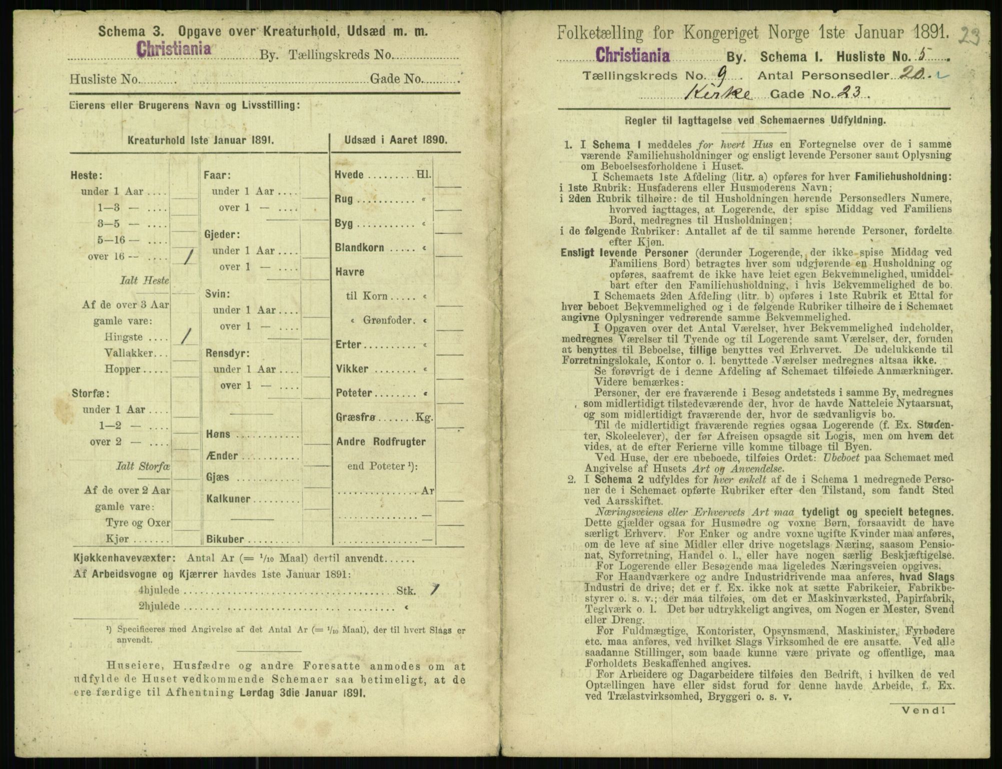 RA, 1891 census for 0301 Kristiania, 1891, p. 3993