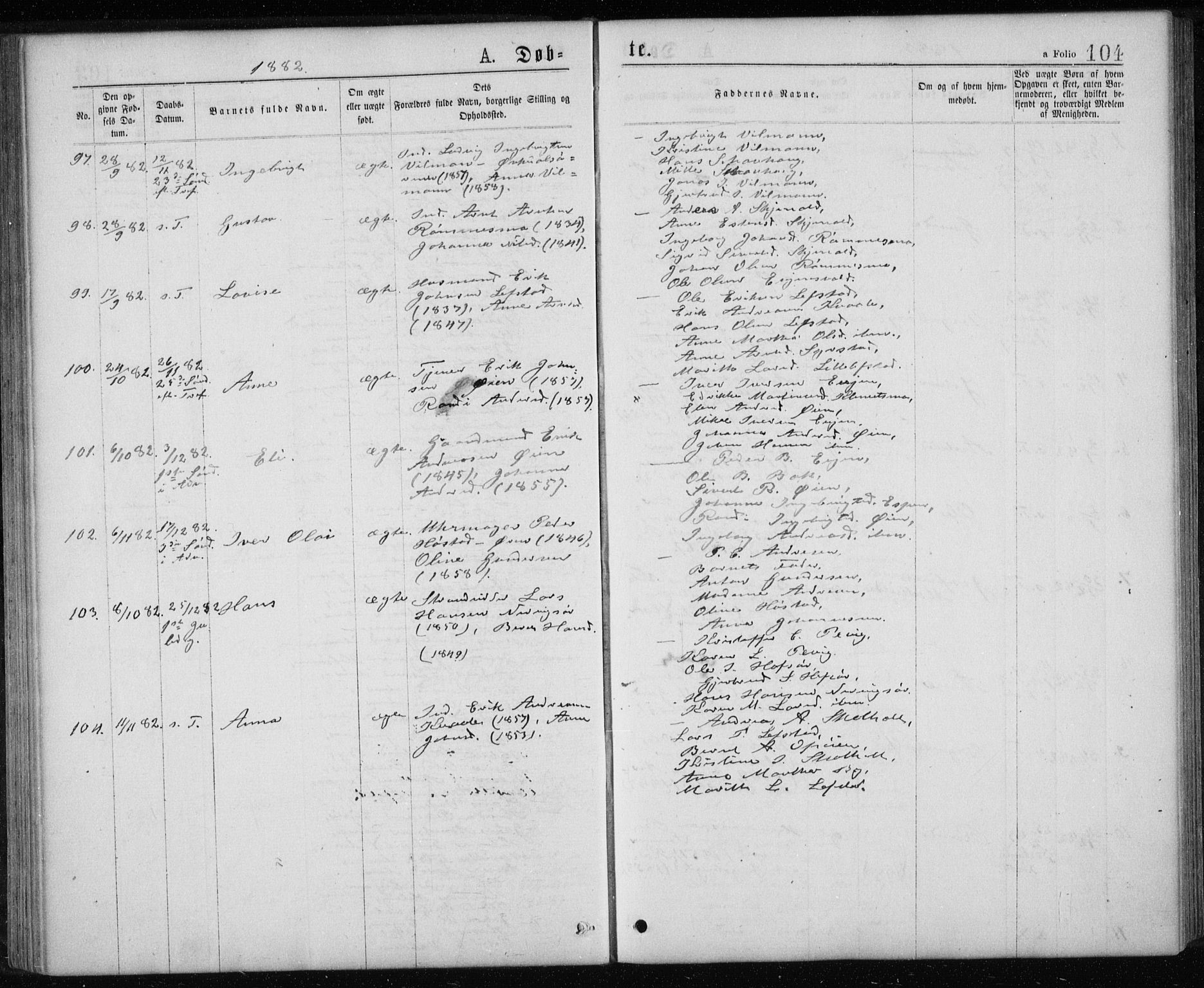 Ministerialprotokoller, klokkerbøker og fødselsregistre - Sør-Trøndelag, SAT/A-1456/668/L0817: Parish register (copy) no. 668C06, 1873-1884, p. 104