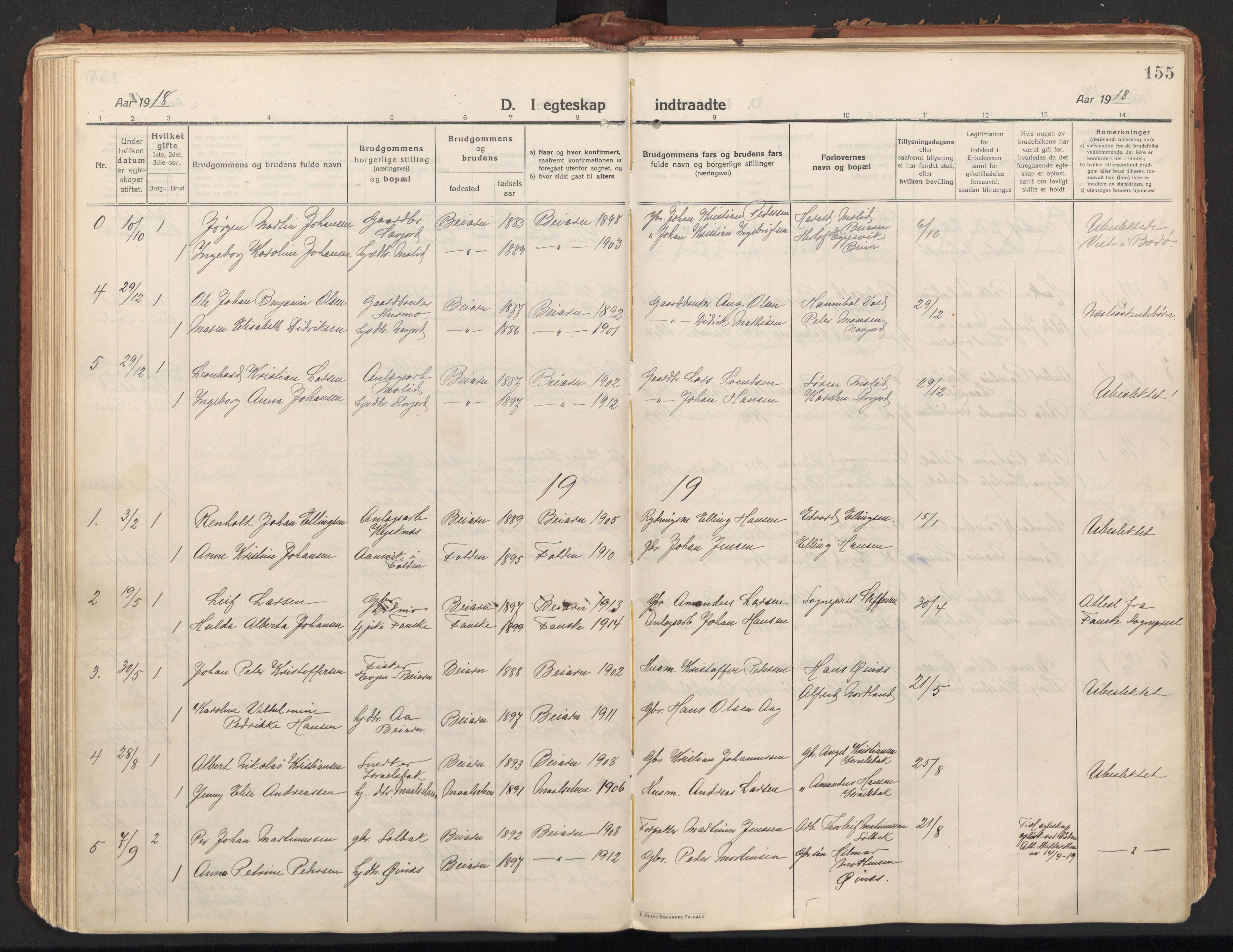 Ministerialprotokoller, klokkerbøker og fødselsregistre - Nordland, SAT/A-1459/846/L0650: Parish register (official) no. 846A08, 1916-1935, p. 155