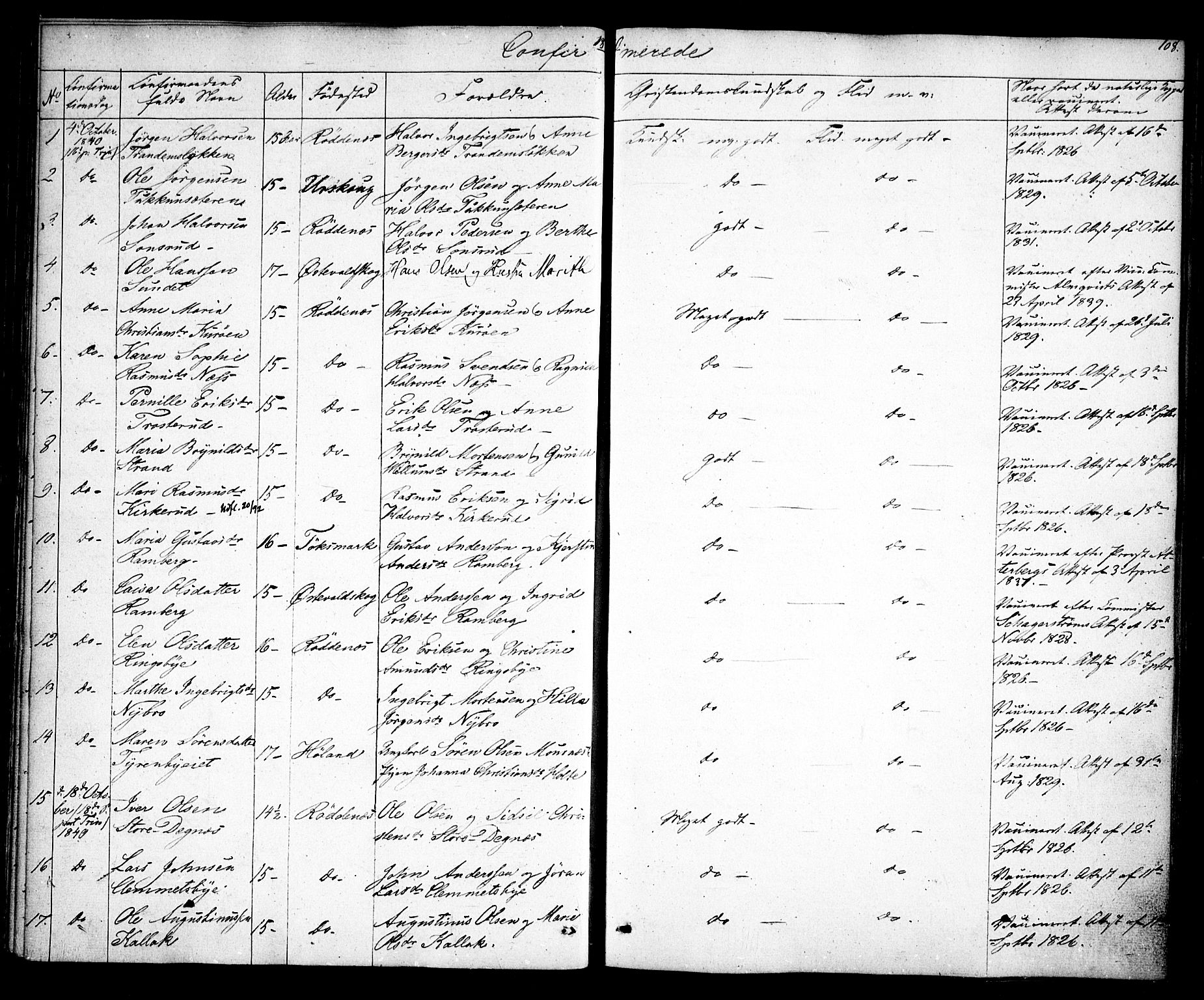 Rødenes prestekontor Kirkebøker, SAO/A-2005/F/Fa/L0005: Parish register (official) no. I 5, 1838-1849, p. 108