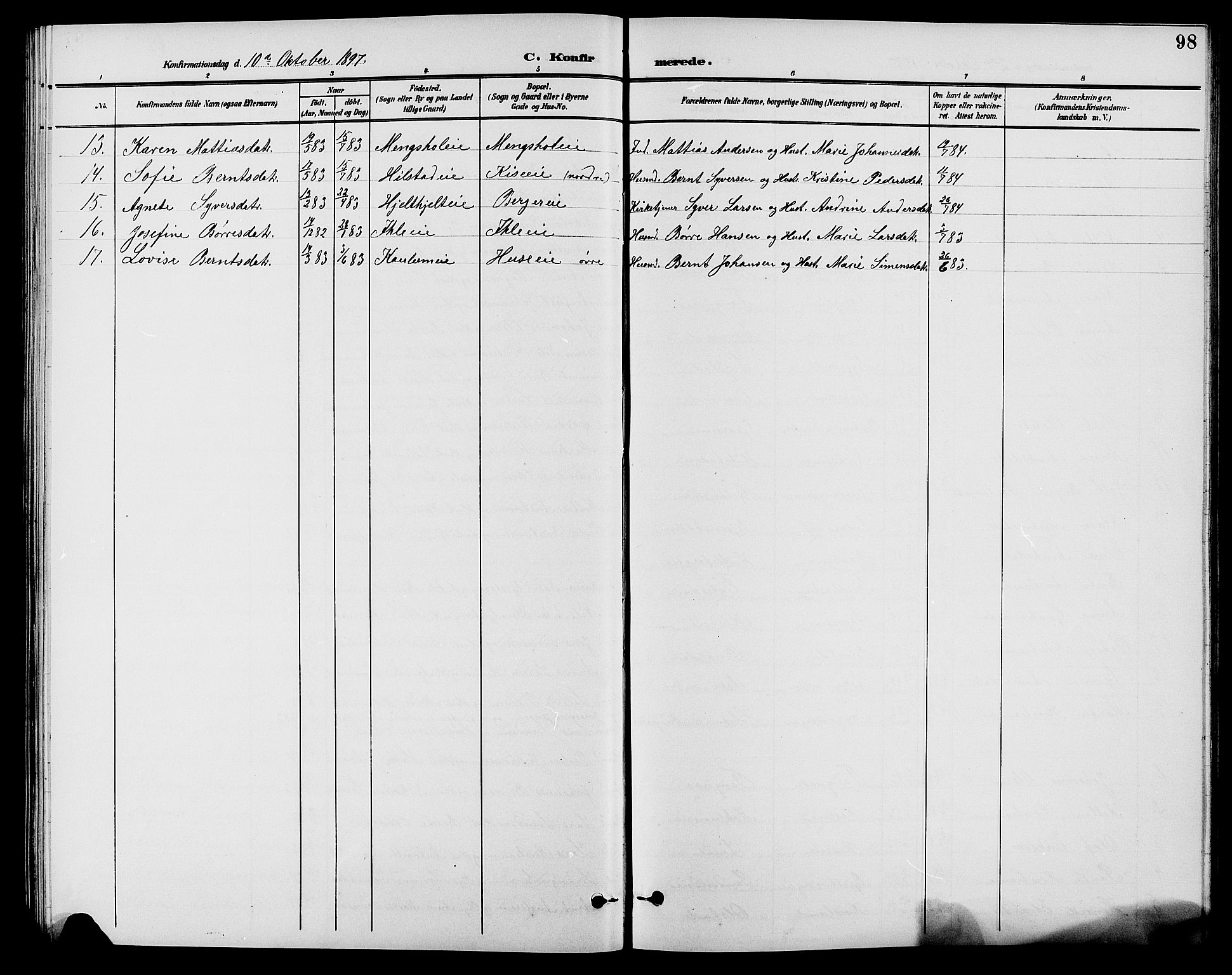Nes prestekontor, Hedmark, SAH/PREST-020/L/La/L0007: Parish register (copy) no. 7, 1892-1912, p. 98