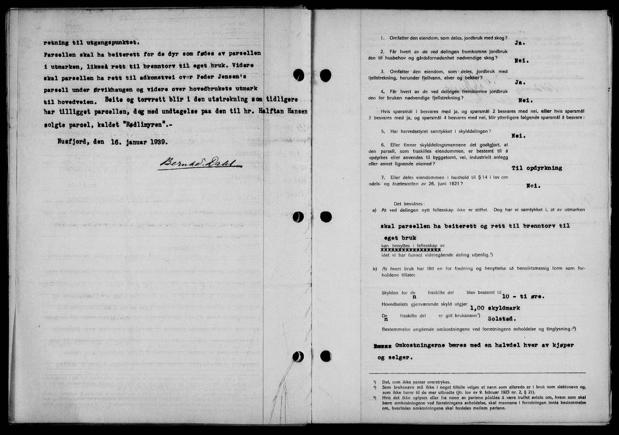 Lofoten sorenskriveri, SAT/A-0017/1/2/2C/L0005a: Mortgage book no. 5a, 1939-1939, Diary no: : 552/1939