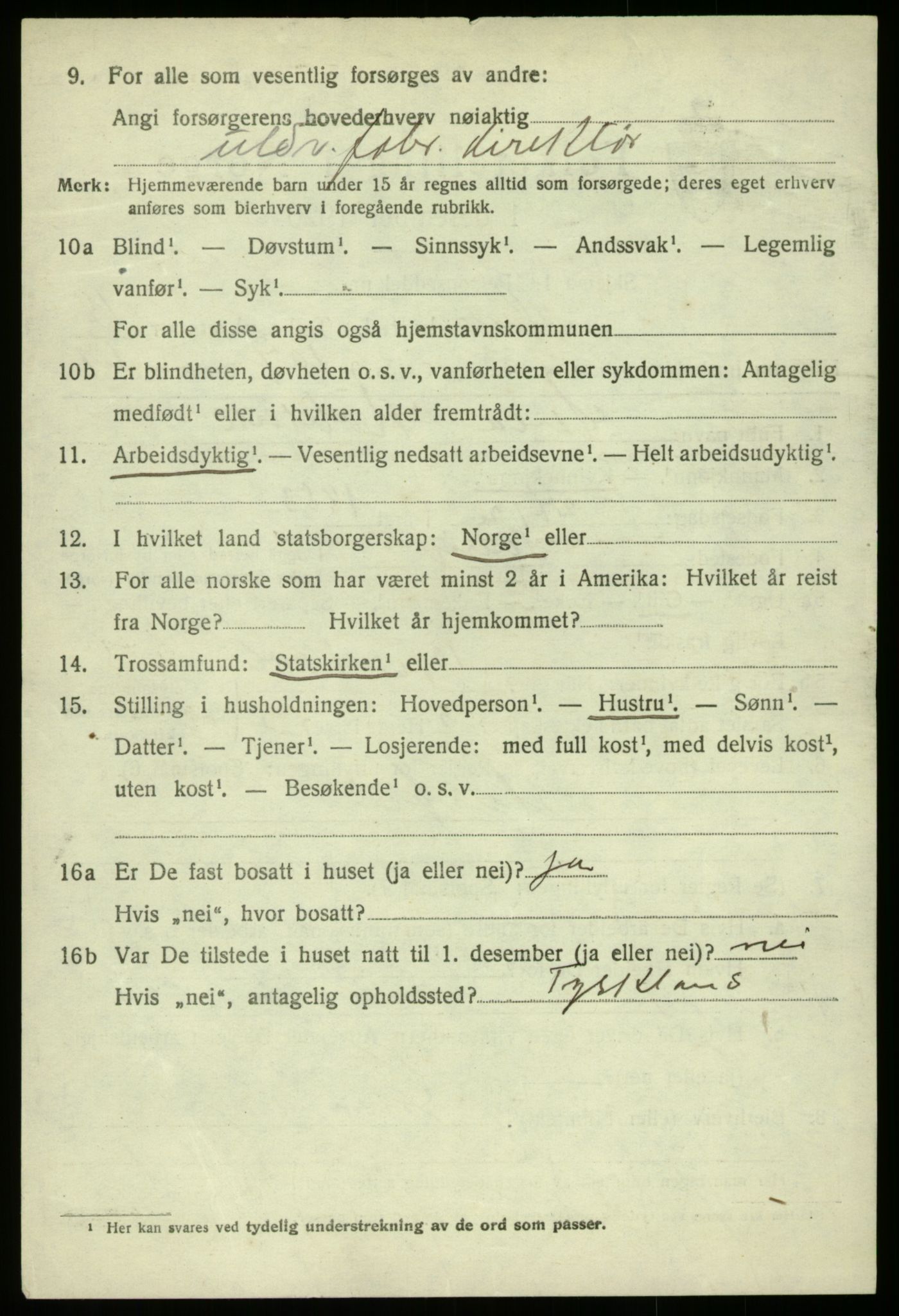 SAB, 1920 census for Haus, 1920, p. 12261