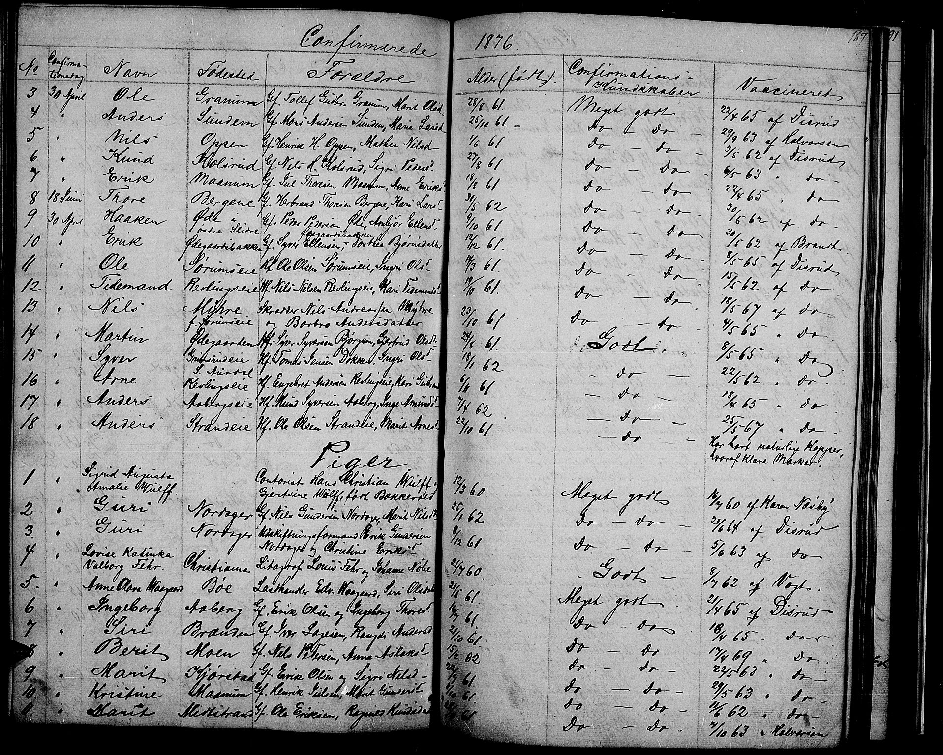 Nord-Aurdal prestekontor, SAH/PREST-132/H/Ha/Hab/L0002: Parish register (copy) no. 2, 1842-1877, p. 167