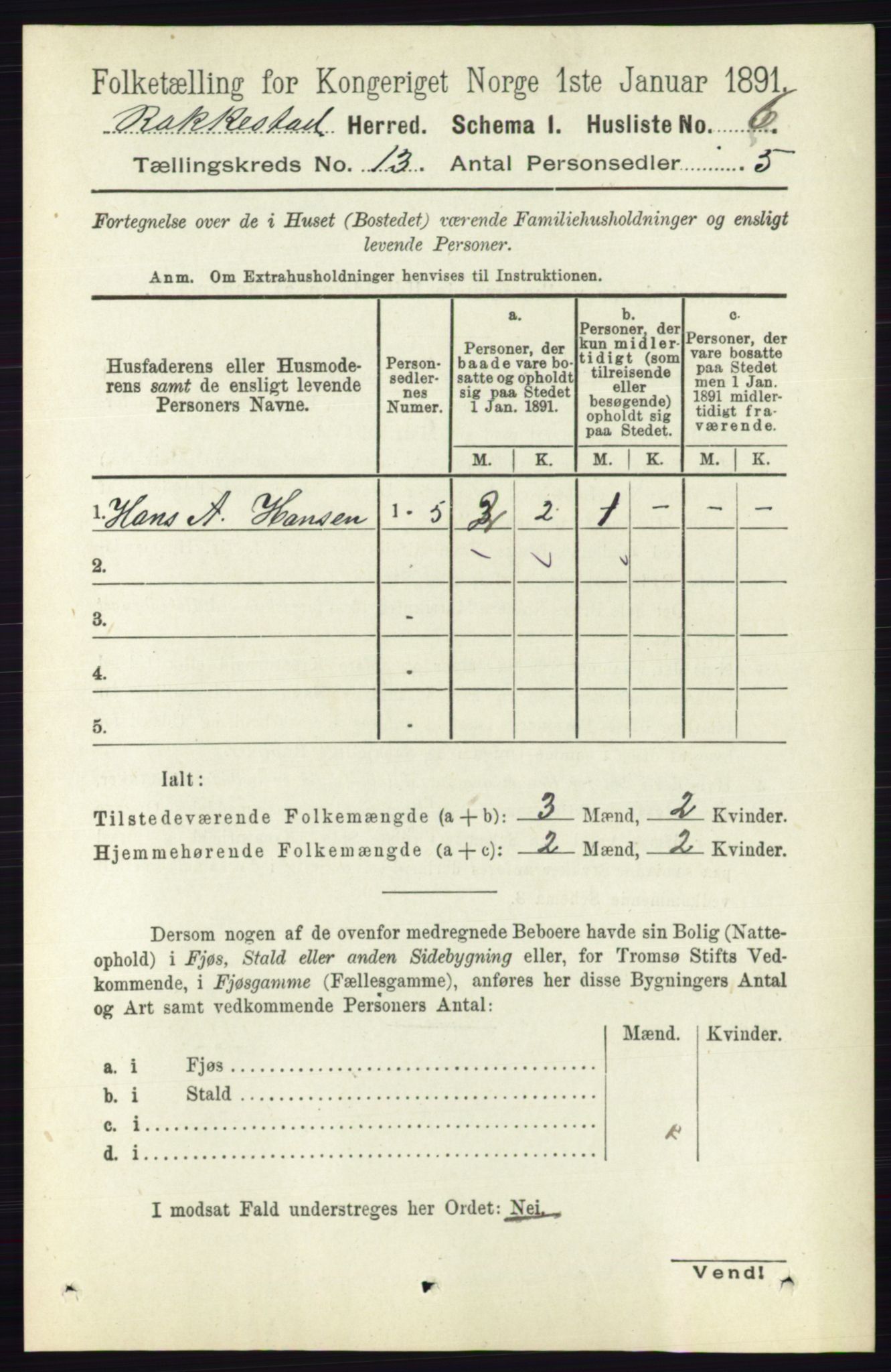 RA, 1891 census for 0128 Rakkestad, 1891, p. 6325