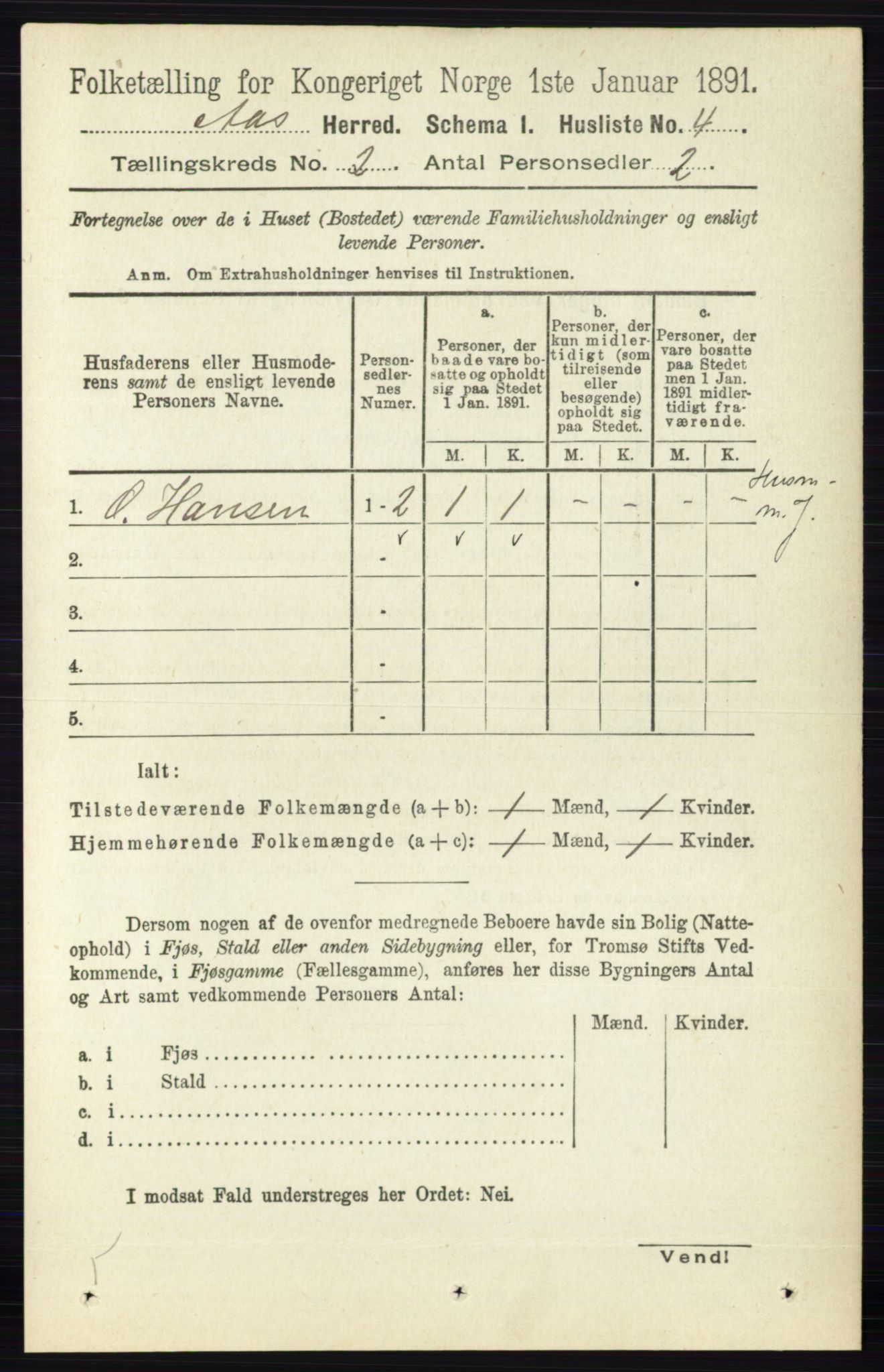 RA, 1891 census for 0214 Ås, 1891, p. 1506