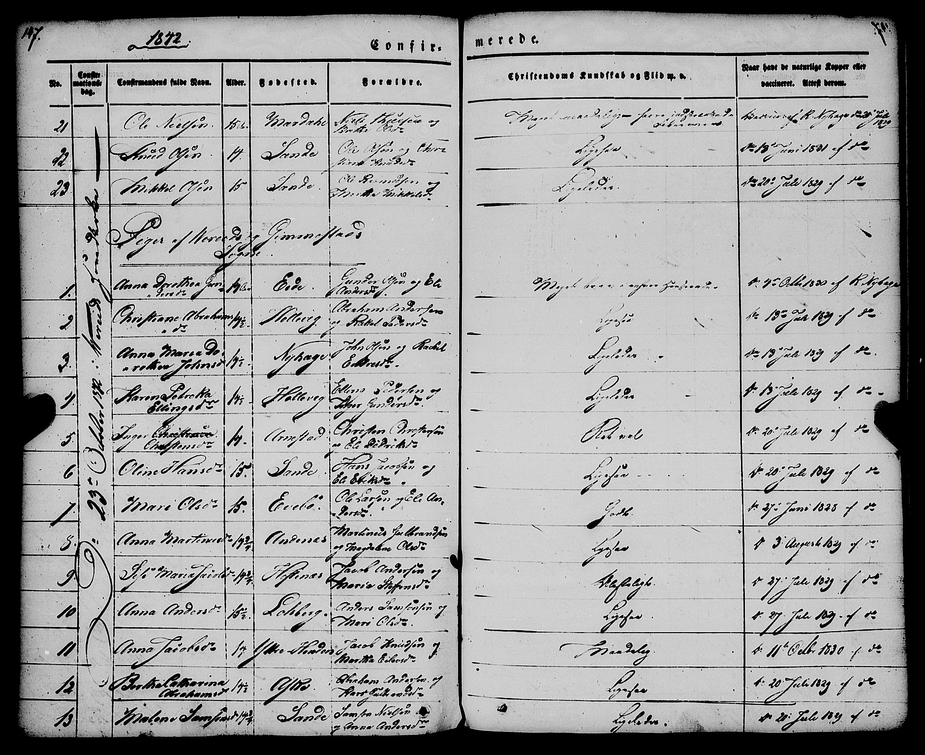 Gloppen sokneprestembete, SAB/A-80101/H/Haa/Haaa/L0008: Parish register (official) no. A 8, 1837-1855, p. 147