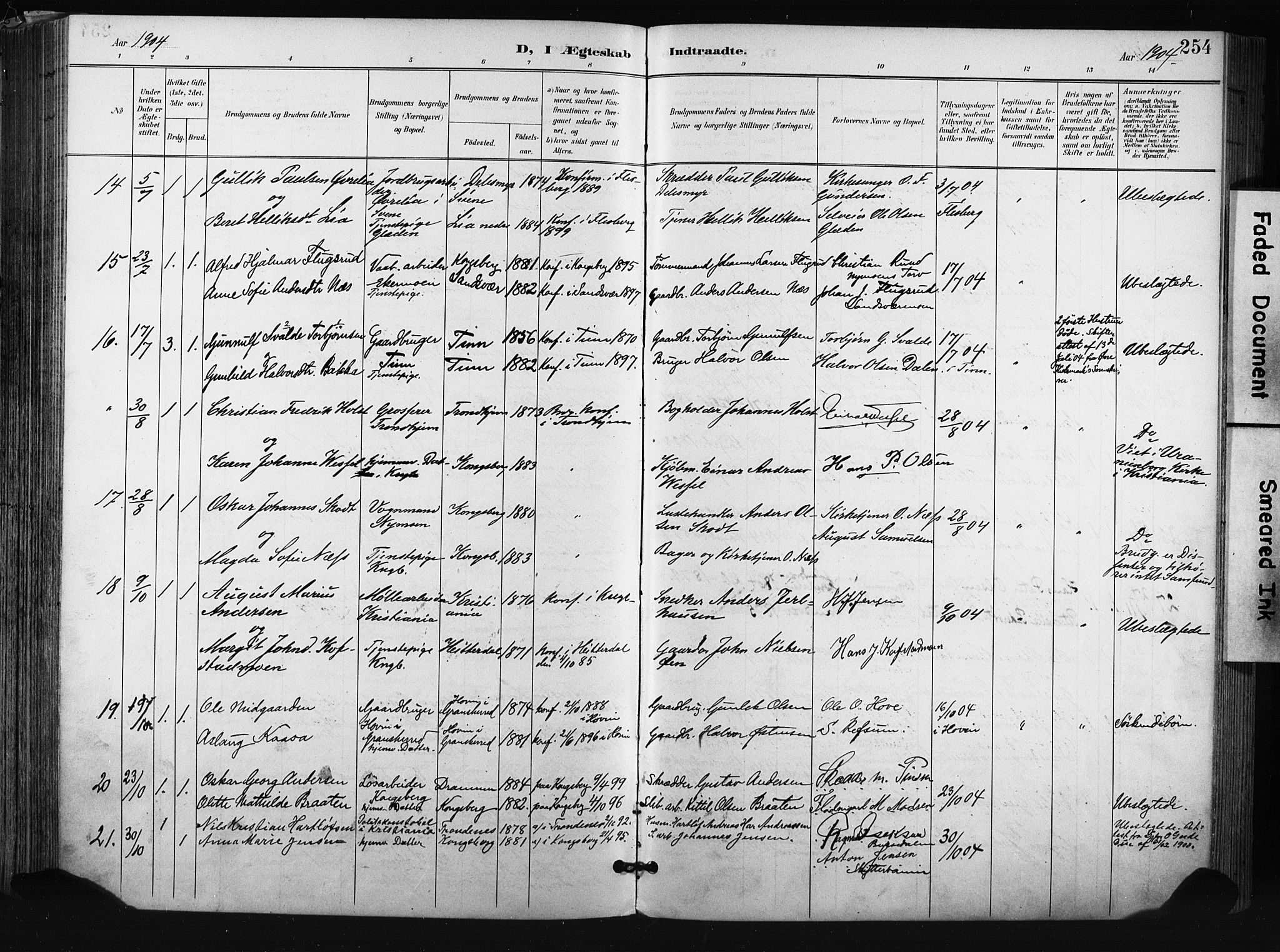 Kongsberg kirkebøker, AV/SAKO-A-22/F/Fb/L0003: Parish register (official) no. II 3, 1896-1905, p. 254