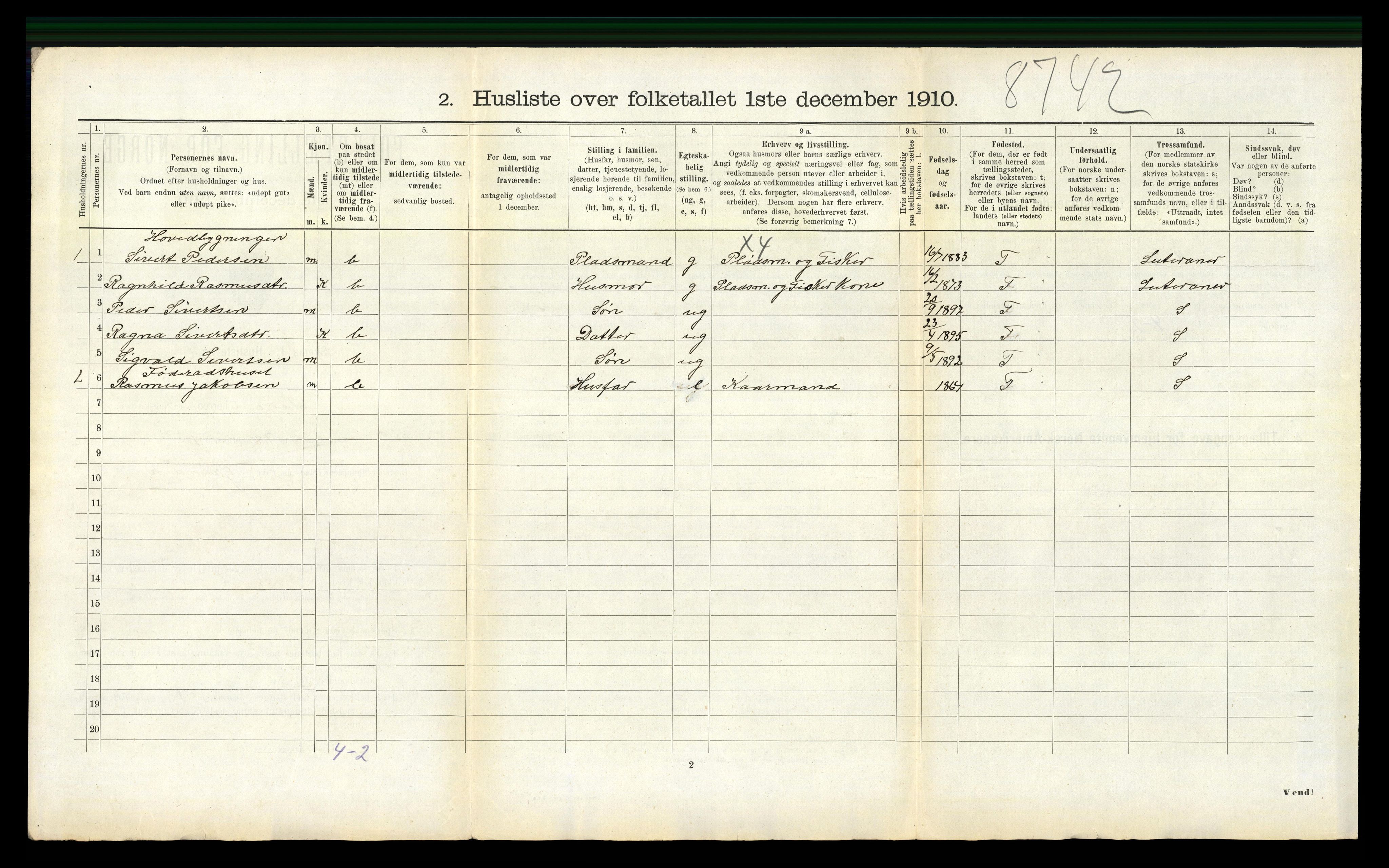 RA, 1910 census for Selje, 1910, p. 921