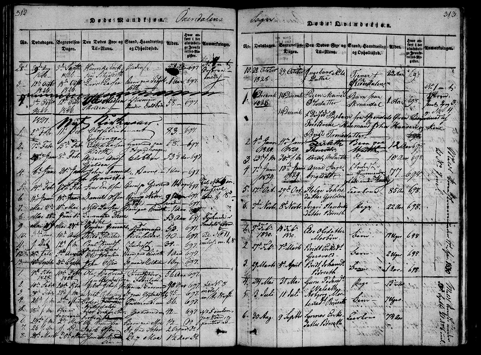 Ministerialprotokoller, klokkerbøker og fødselsregistre - Møre og Romsdal, SAT/A-1454/590/L1011: Parish register (official) no. 590A03 /3, 1819-1832, p. 312-313