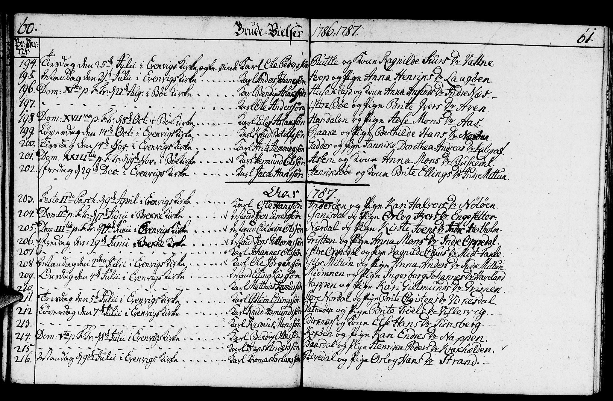Gulen sokneprestembete, SAB/A-80201/H/Haa/Haaa/L0014: Parish register (official) no. A 14, 1779-1788, p. 60-61