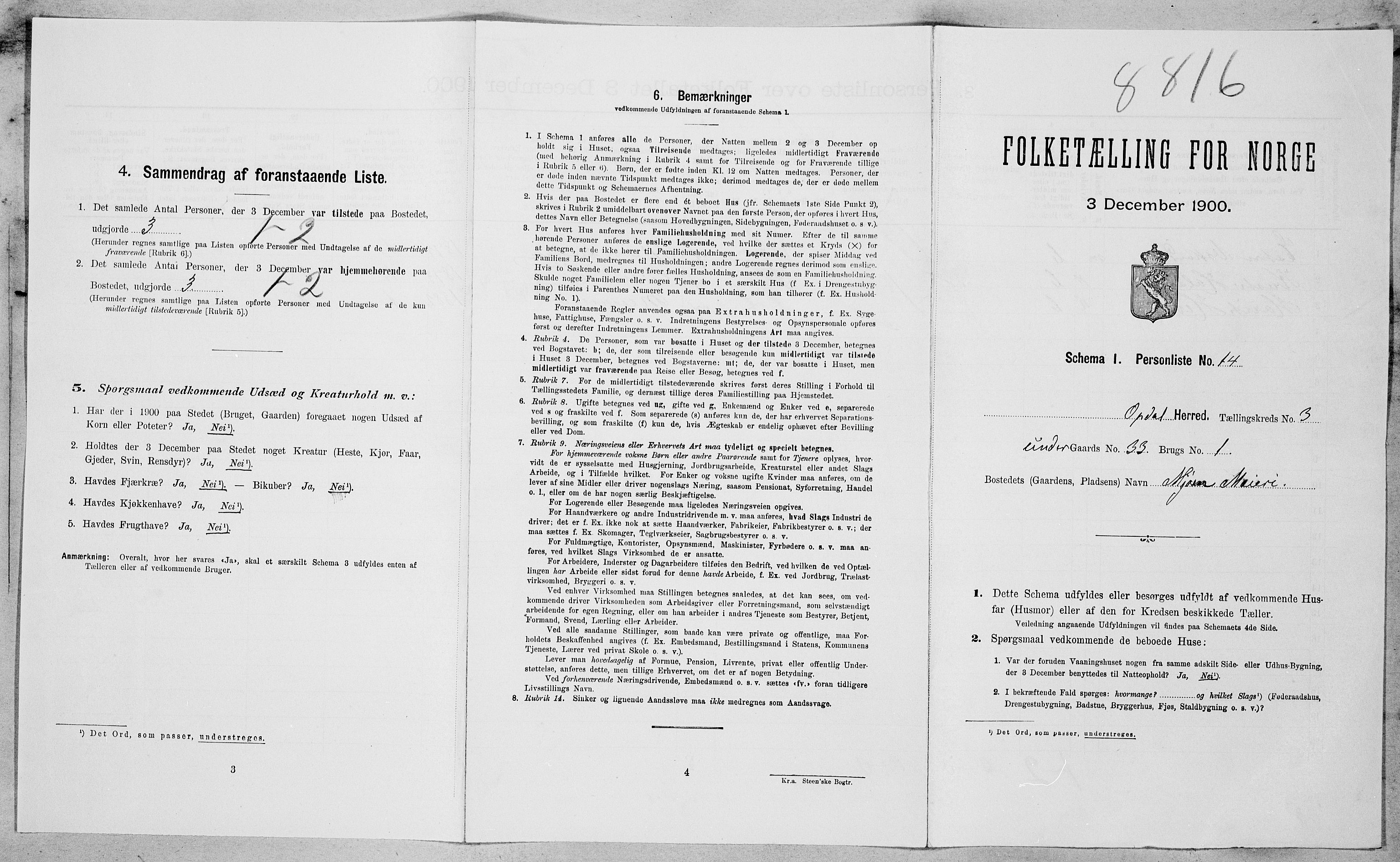 SAT, 1900 census for Oppdal, 1900, p. 324