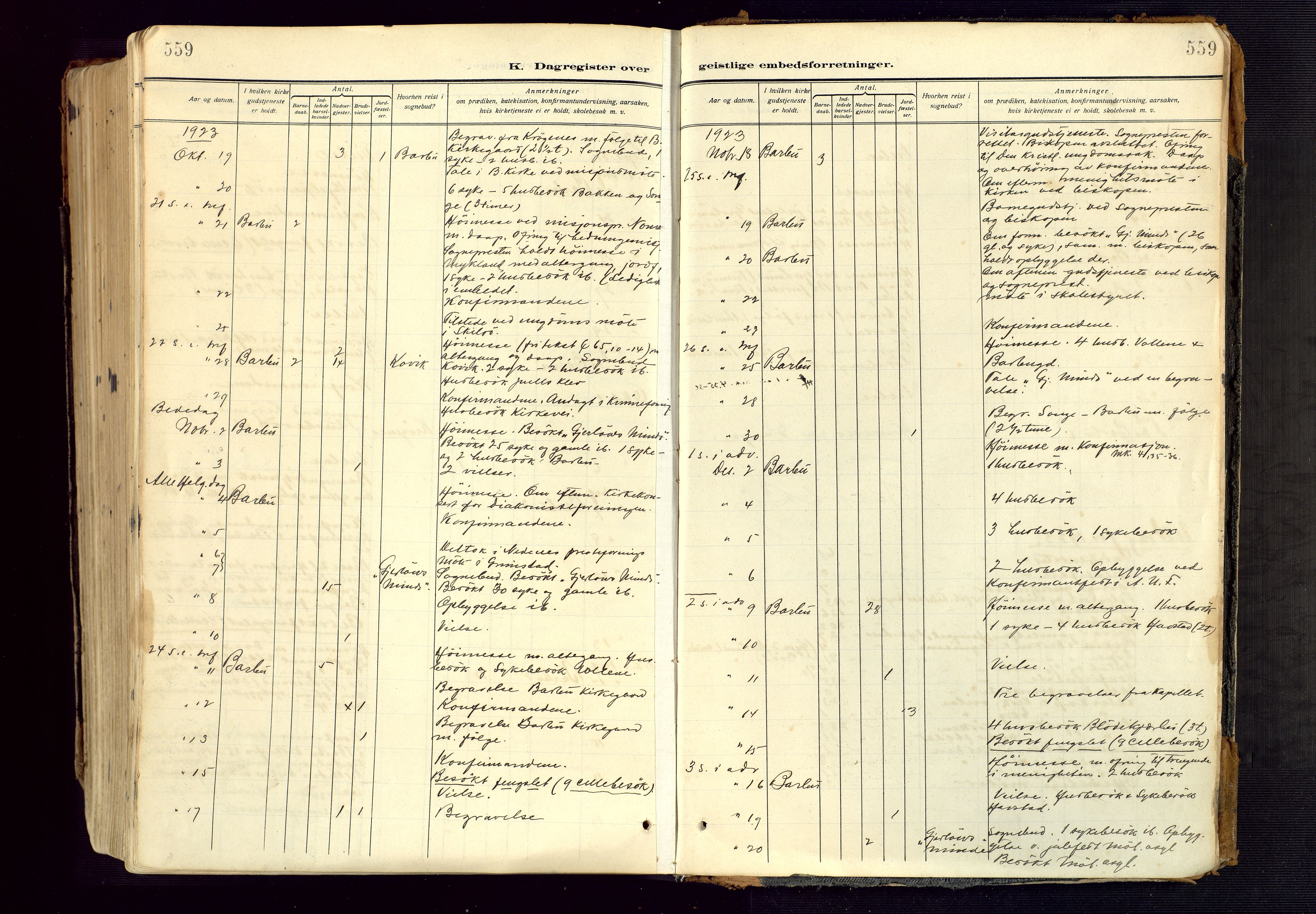 Barbu sokneprestkontor, SAK/1111-0003/F/Fa/L0006: Parish register (official) no. A 6, 1910-1929, p. 559