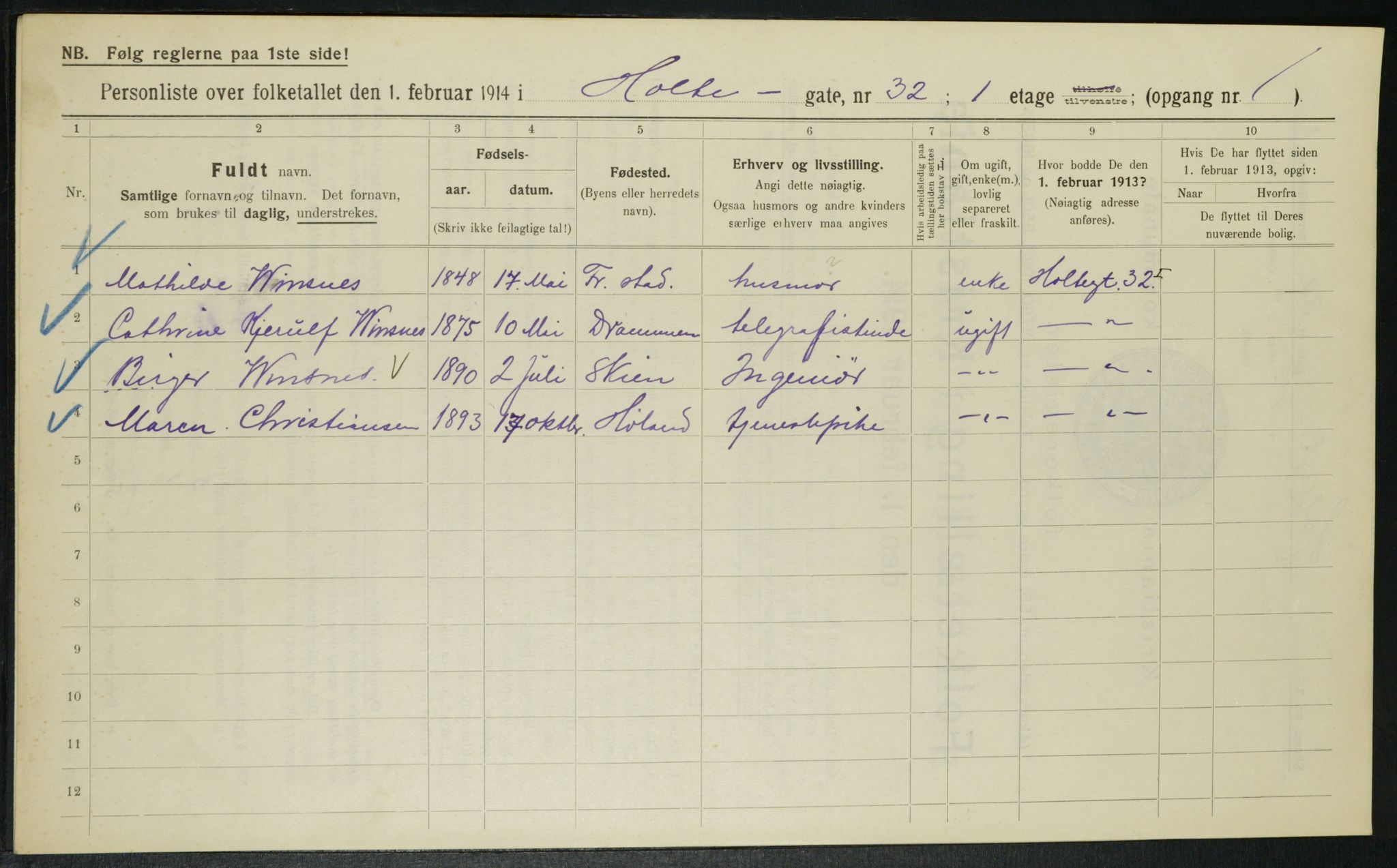 OBA, Municipal Census 1914 for Kristiania, 1914, p. 41441