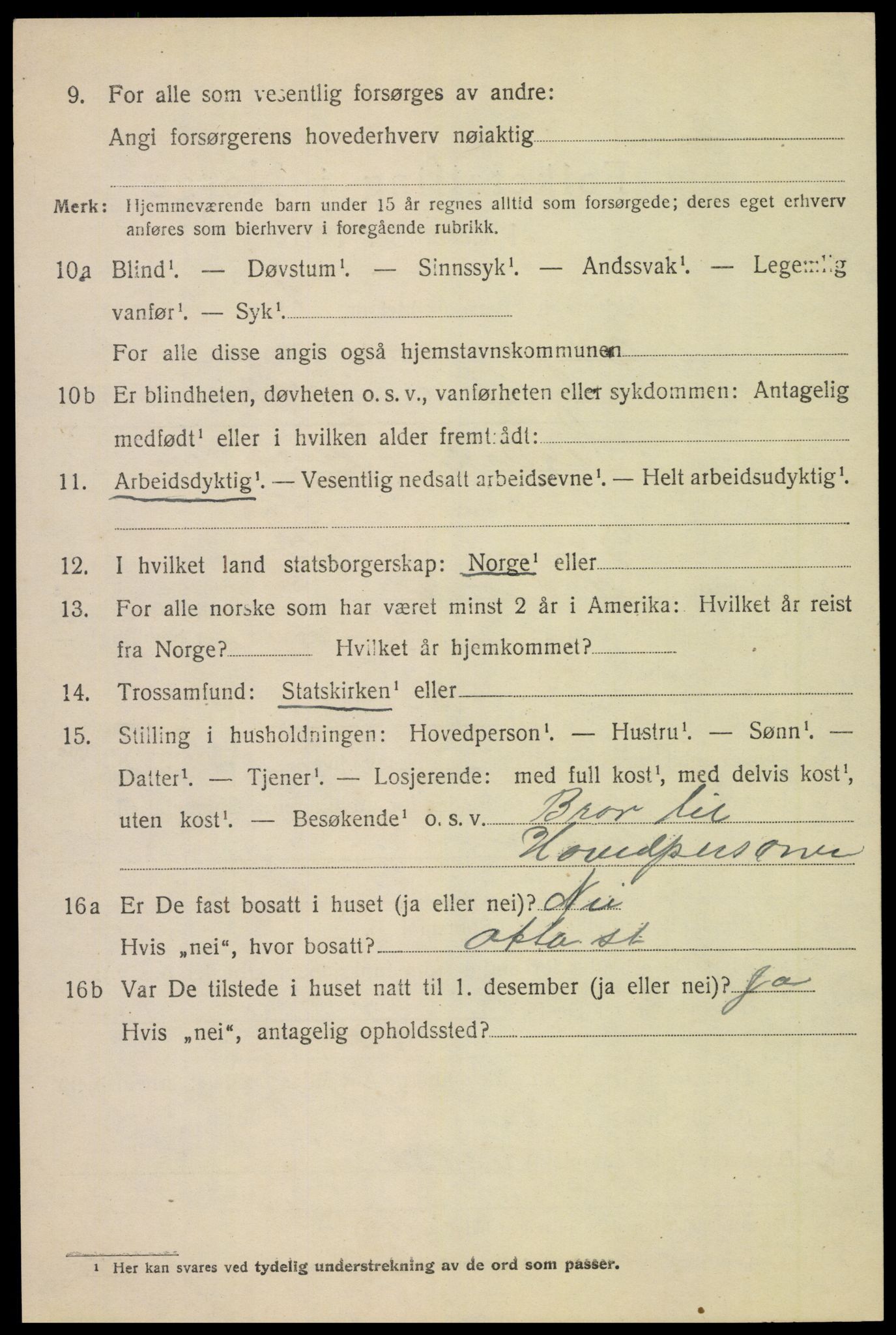 SAH, 1920 census for Vågå, 1920, p. 5273