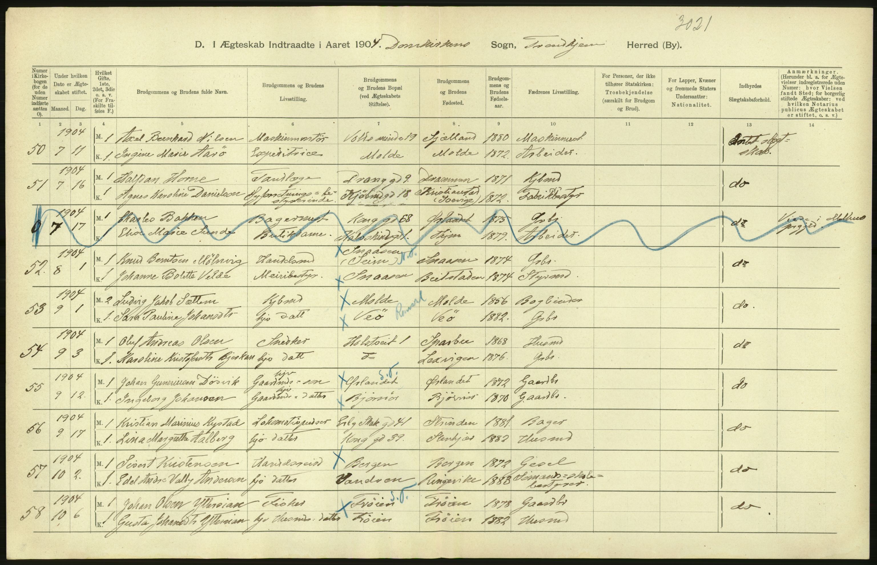 Statistisk sentralbyrå, Sosiodemografiske emner, Befolkning, AV/RA-S-2228/D/Df/Dfa/Dfab/L0018: Trondhjem: Fødte, gifte, døde., 1904, p. 156