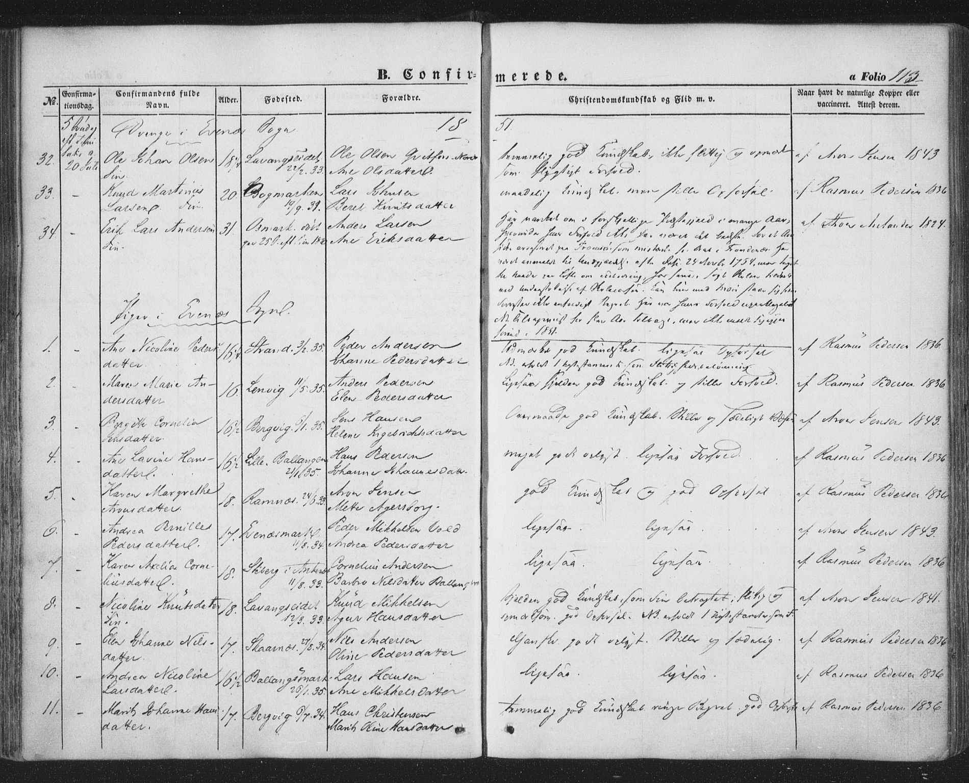 Ministerialprotokoller, klokkerbøker og fødselsregistre - Nordland, AV/SAT-A-1459/863/L0895: Parish register (official) no. 863A07, 1851-1860, p. 113