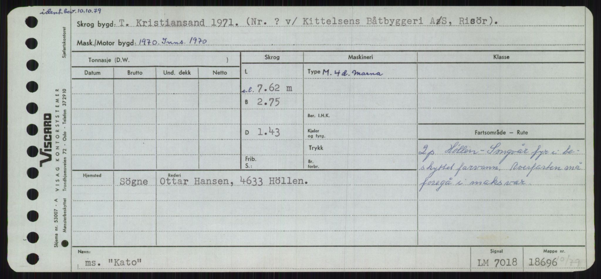 Sjøfartsdirektoratet med forløpere, Skipsmålingen, RA/S-1627/H/Ha/L0003/0001: Fartøy, Hilm-Mar / Fartøy, Hilm-Kol, p. 721