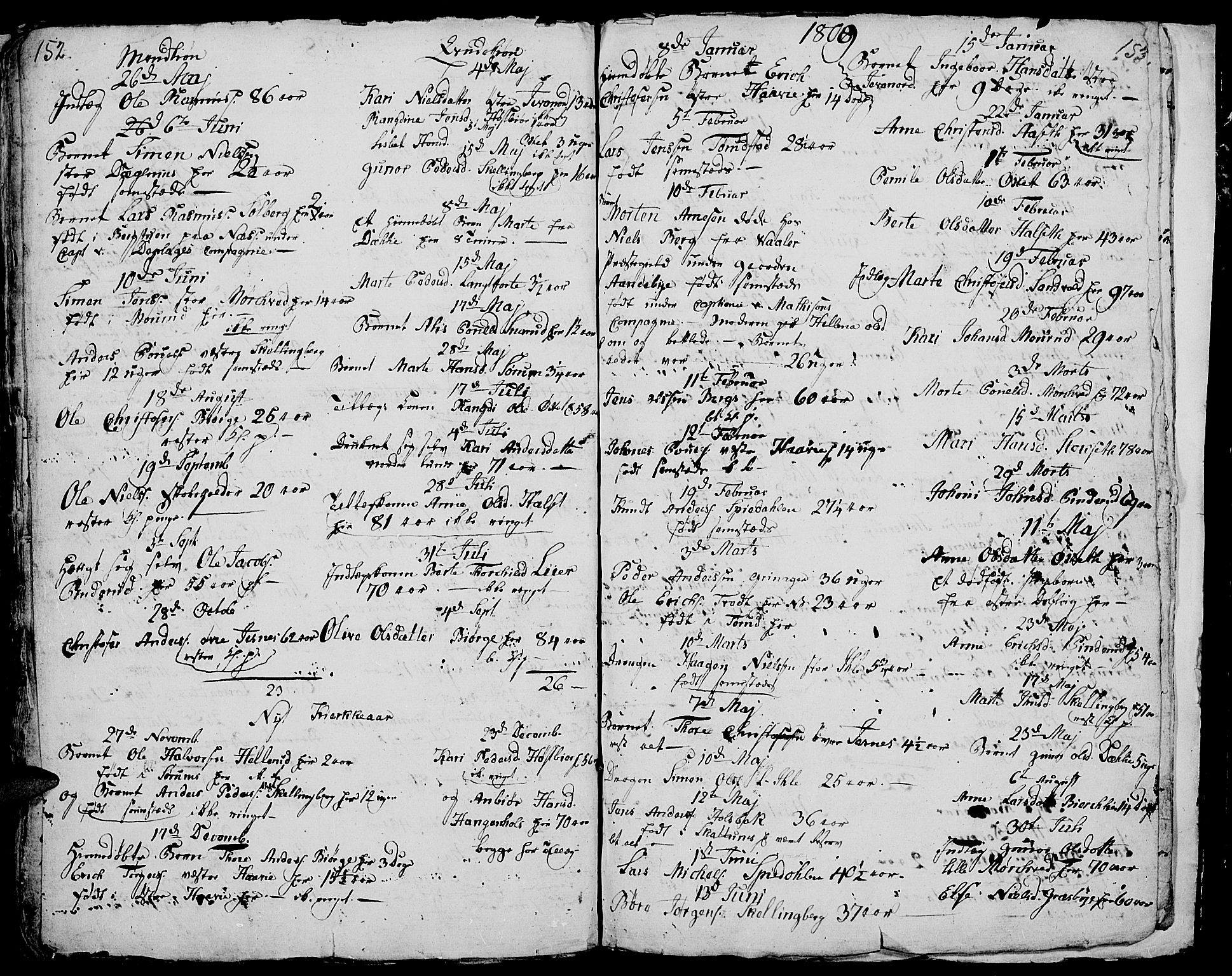 Vang prestekontor, Hedmark, SAH/PREST-008/H/Ha/Hab/L0001: Parish register (copy) no. 1, 1792-1814, p. 152-153