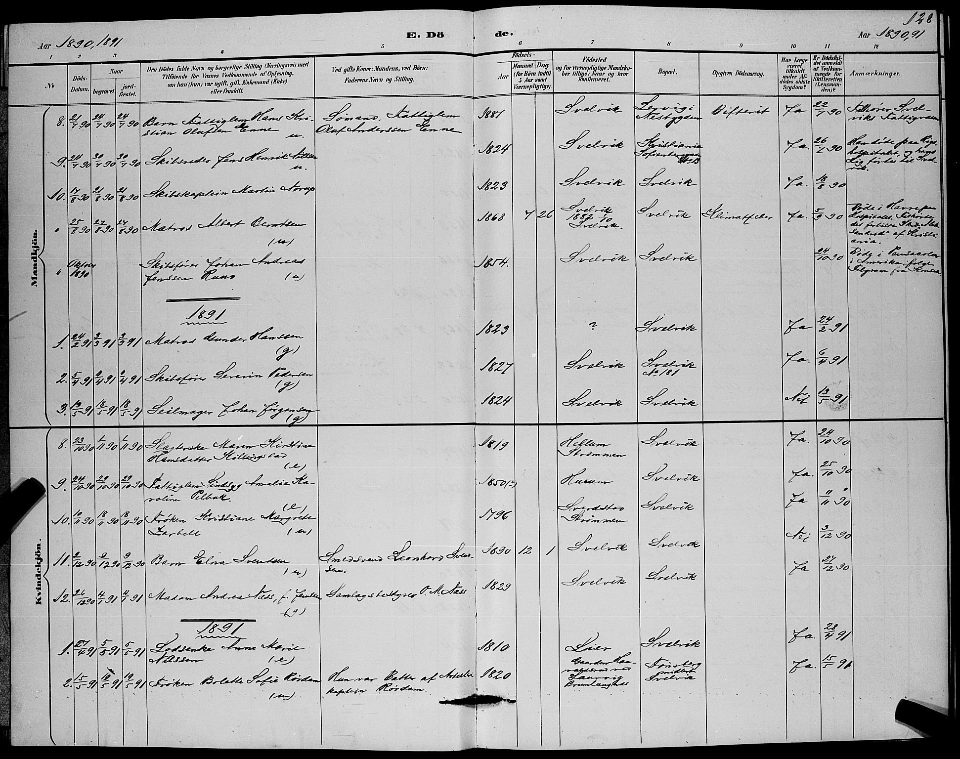 Strømm kirkebøker, AV/SAKO-A-322/G/Gb/L0001: Parish register (copy) no. II 1, 1889-1896, p. 128