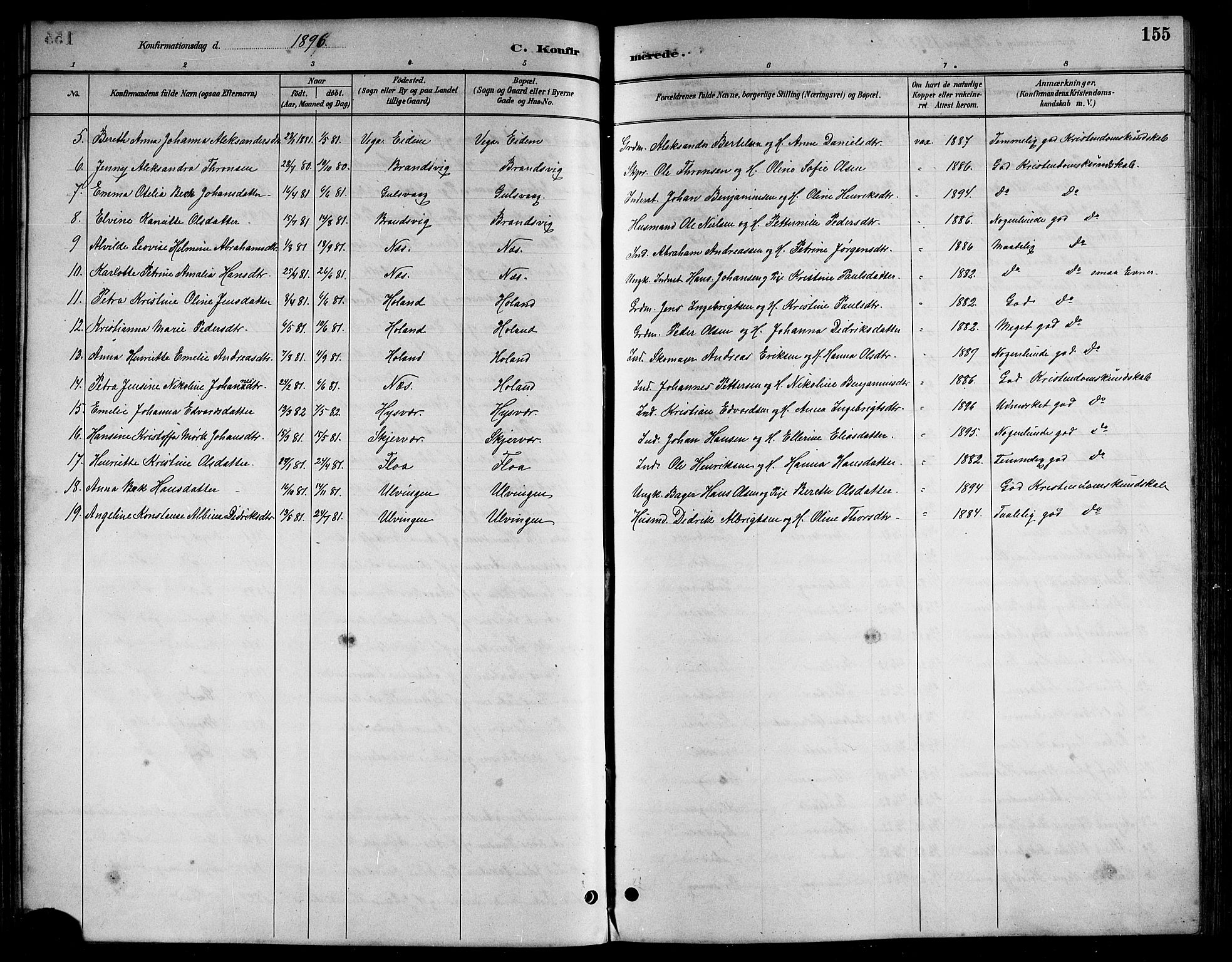 Ministerialprotokoller, klokkerbøker og fødselsregistre - Nordland, AV/SAT-A-1459/816/L0253: Parish register (copy) no. 816C03, 1886-1905, p. 155