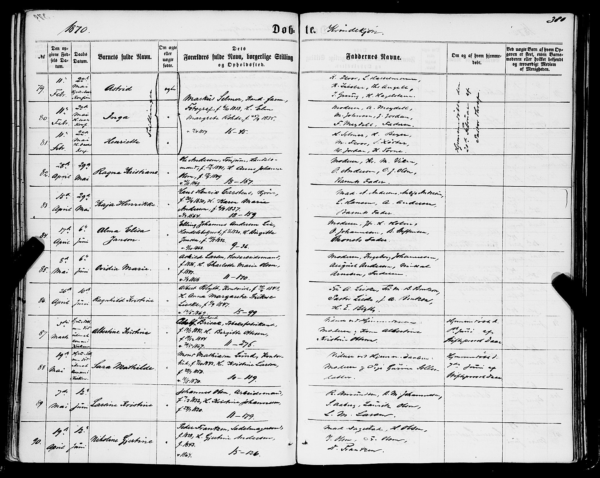 Domkirken sokneprestembete, SAB/A-74801/H/Haa/L0021: Parish register (official) no. B 4, 1859-1871, p. 380