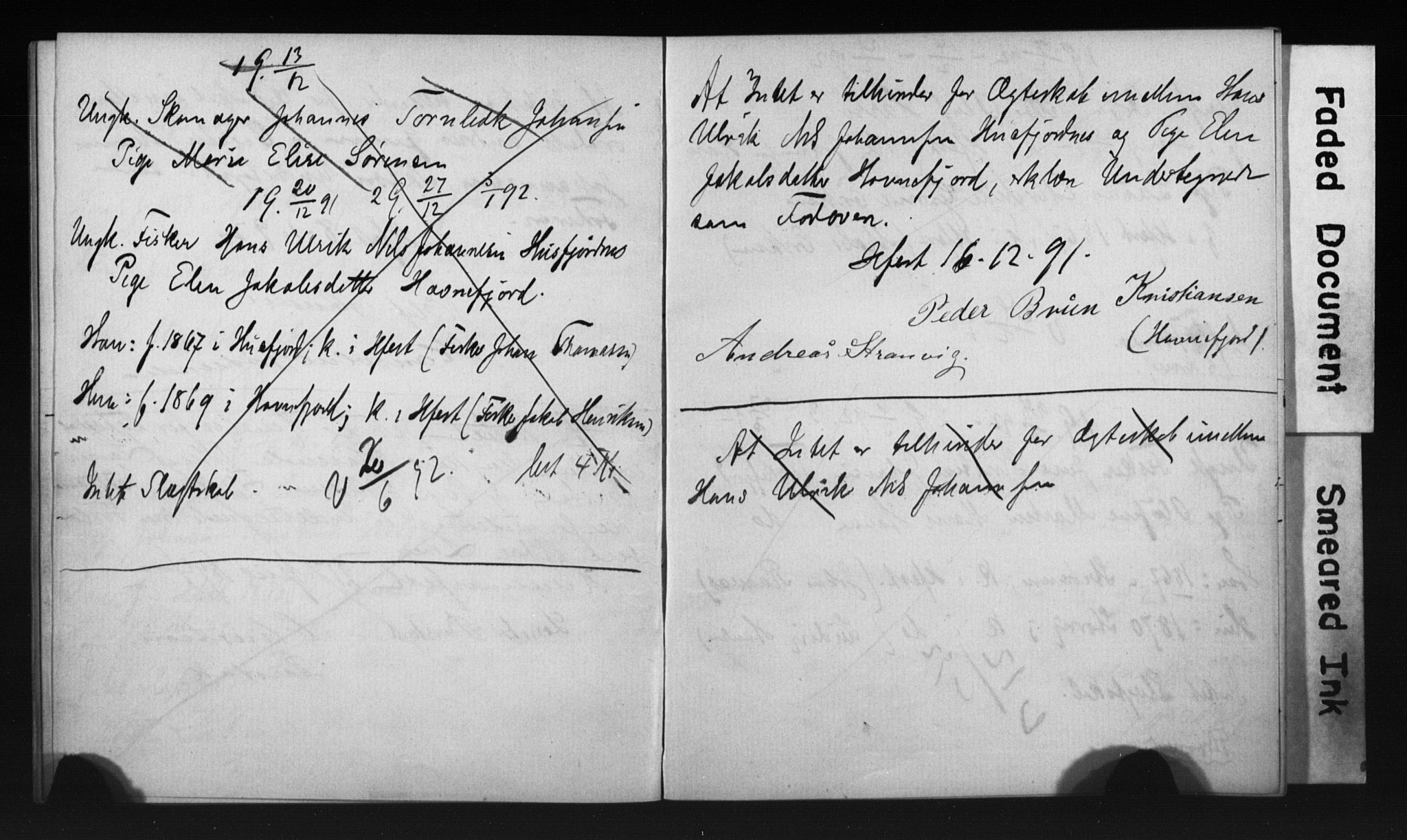 Hammerfest sokneprestkontor, SATØ/S-1347/I/Ib/L0070/0002: Banns register no. 70, 1891-1893