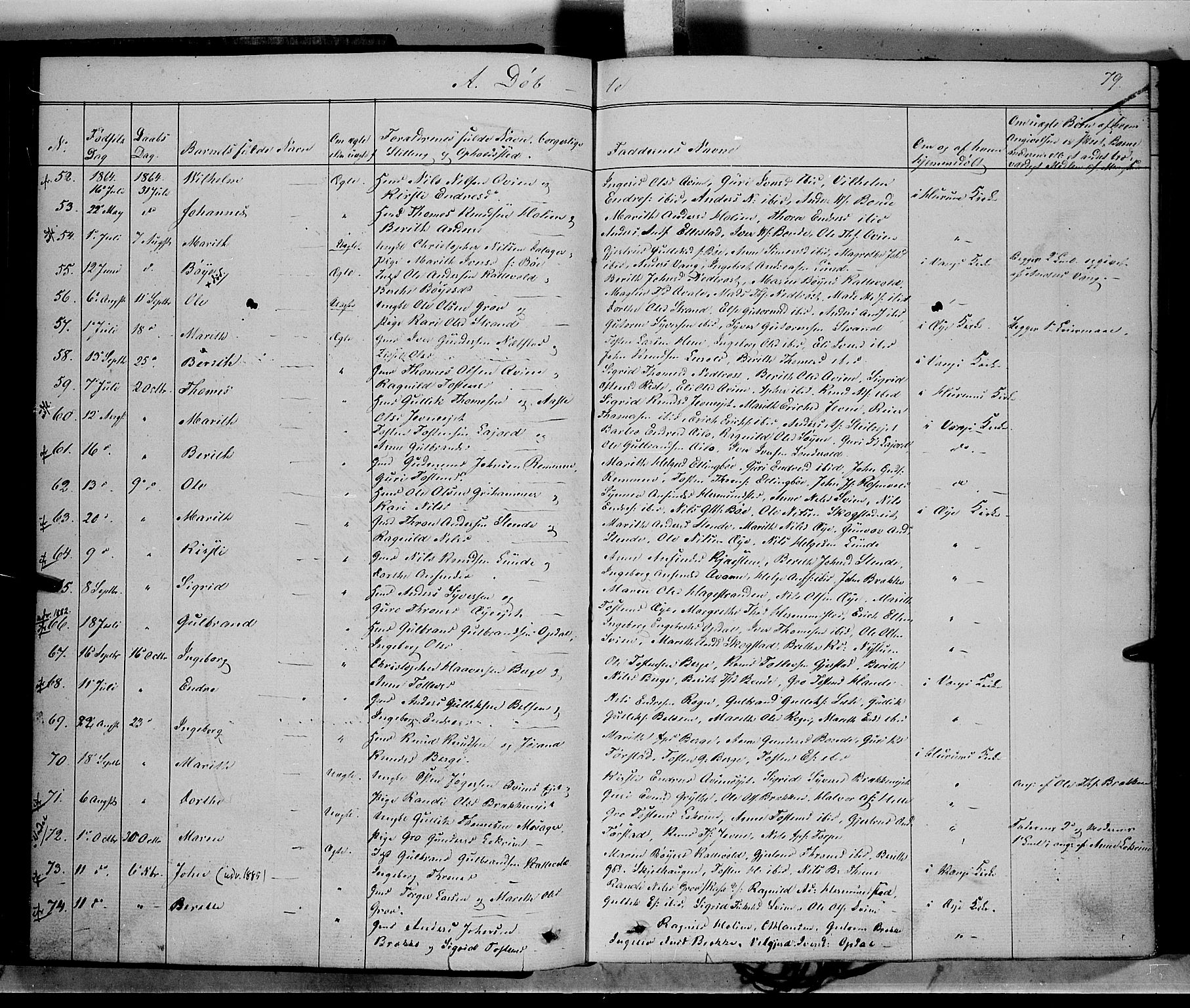 Vang prestekontor, Valdres, AV/SAH-PREST-140/H/Ha/L0006: Parish register (official) no. 6, 1846-1864, p. 79