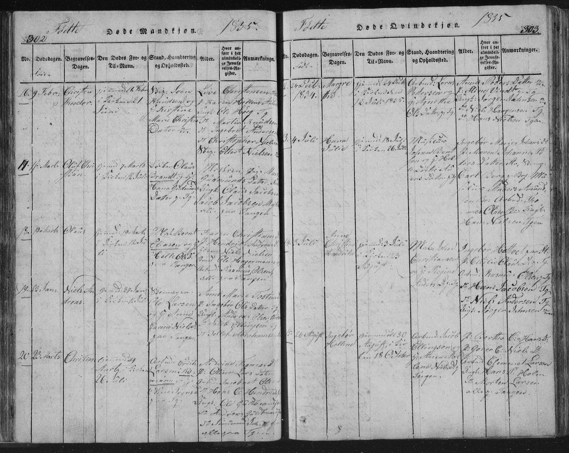 Strømsø kirkebøker, AV/SAKO-A-246/F/Fb/L0004: Parish register (official) no. II 4, 1814-1843, p. 302-303