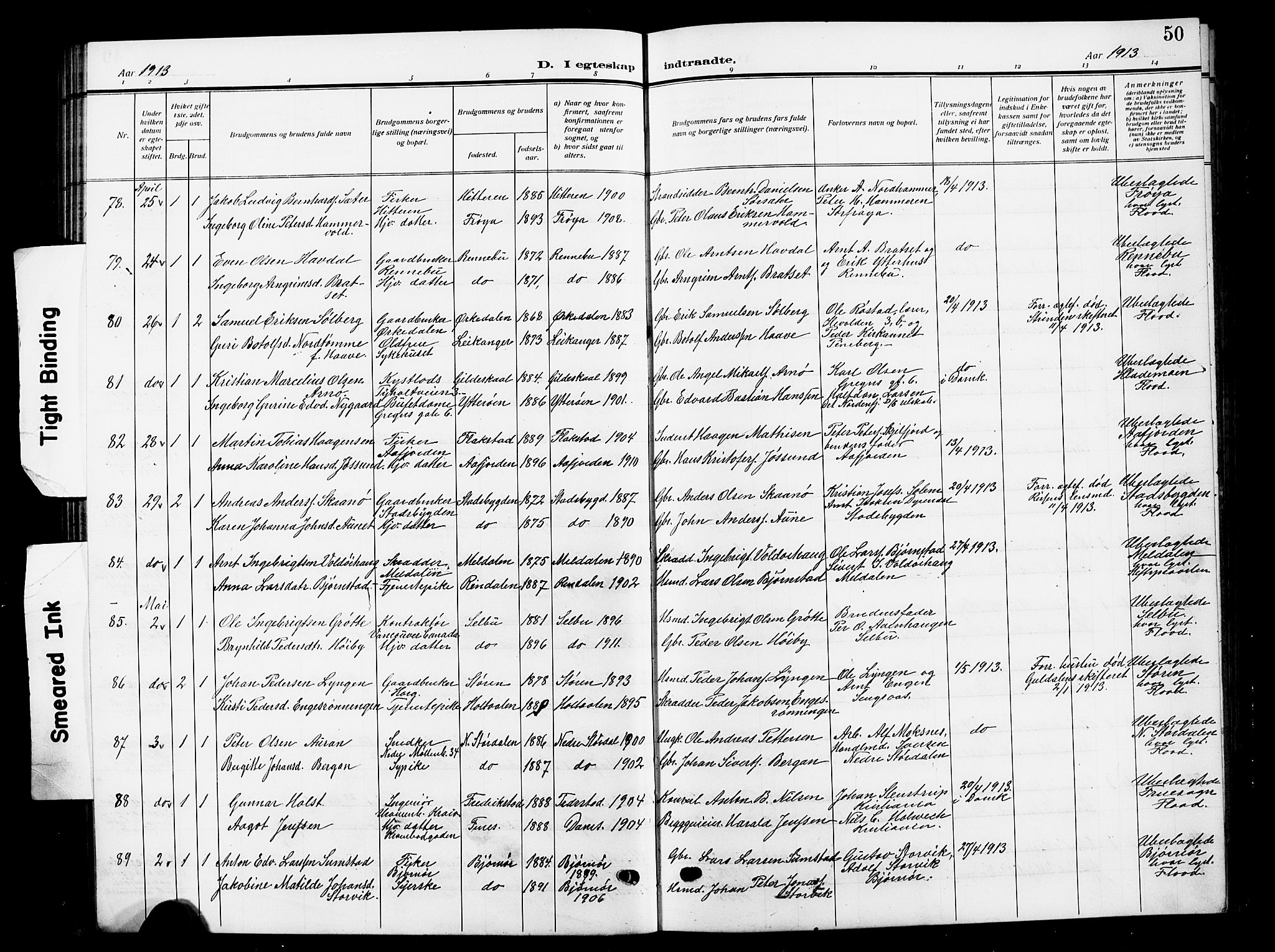 Ministerialprotokoller, klokkerbøker og fødselsregistre - Sør-Trøndelag, AV/SAT-A-1456/601/L0097: Parish register (copy) no. 601C15, 1911-1921, p. 50