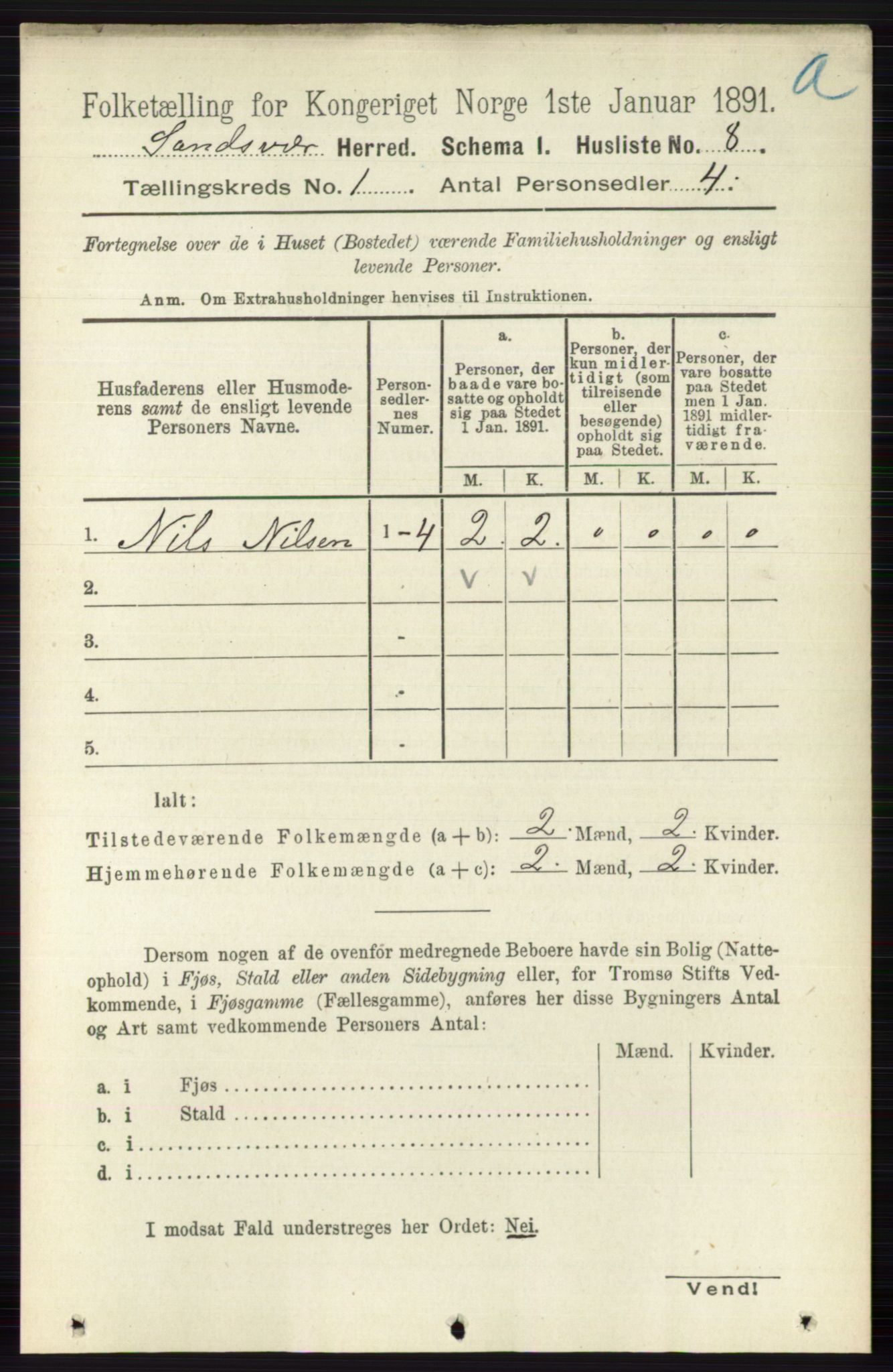 RA, 1891 census for 0629 Sandsvær, 1891, p. 49